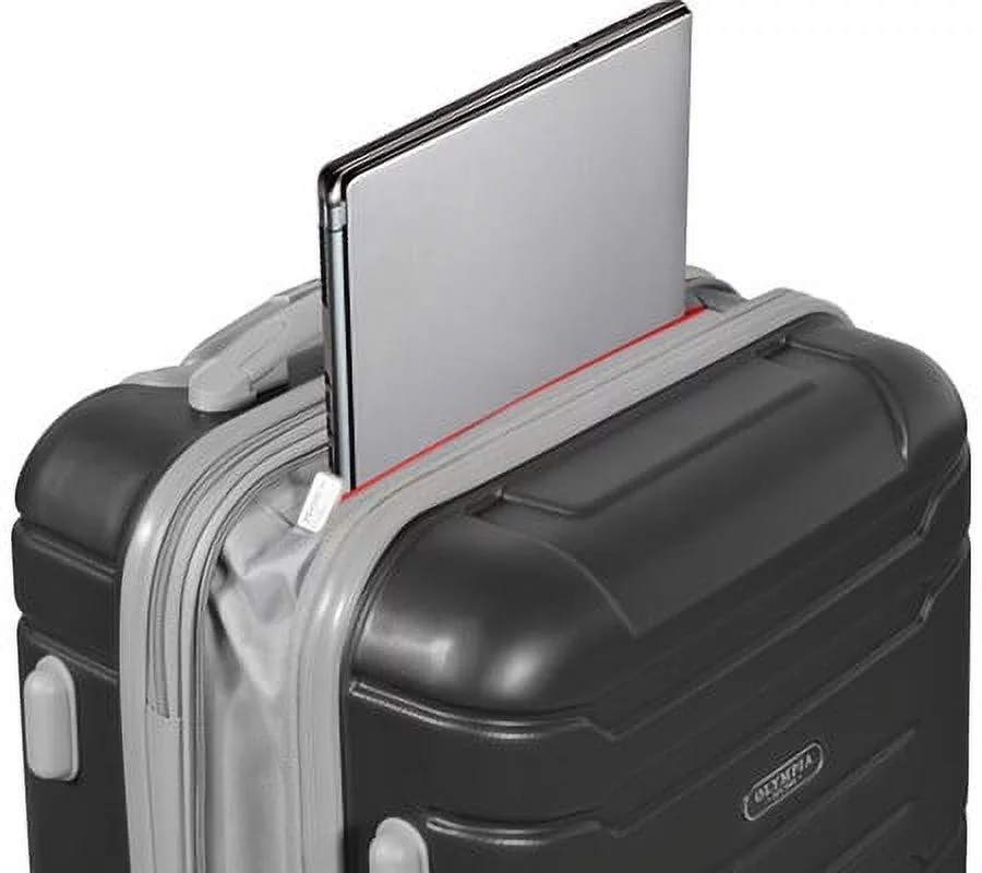 Olympia U.S.A. Denmark 3-Piece Expandable Hardcase Luggage Set with Spinner Wheels, Black