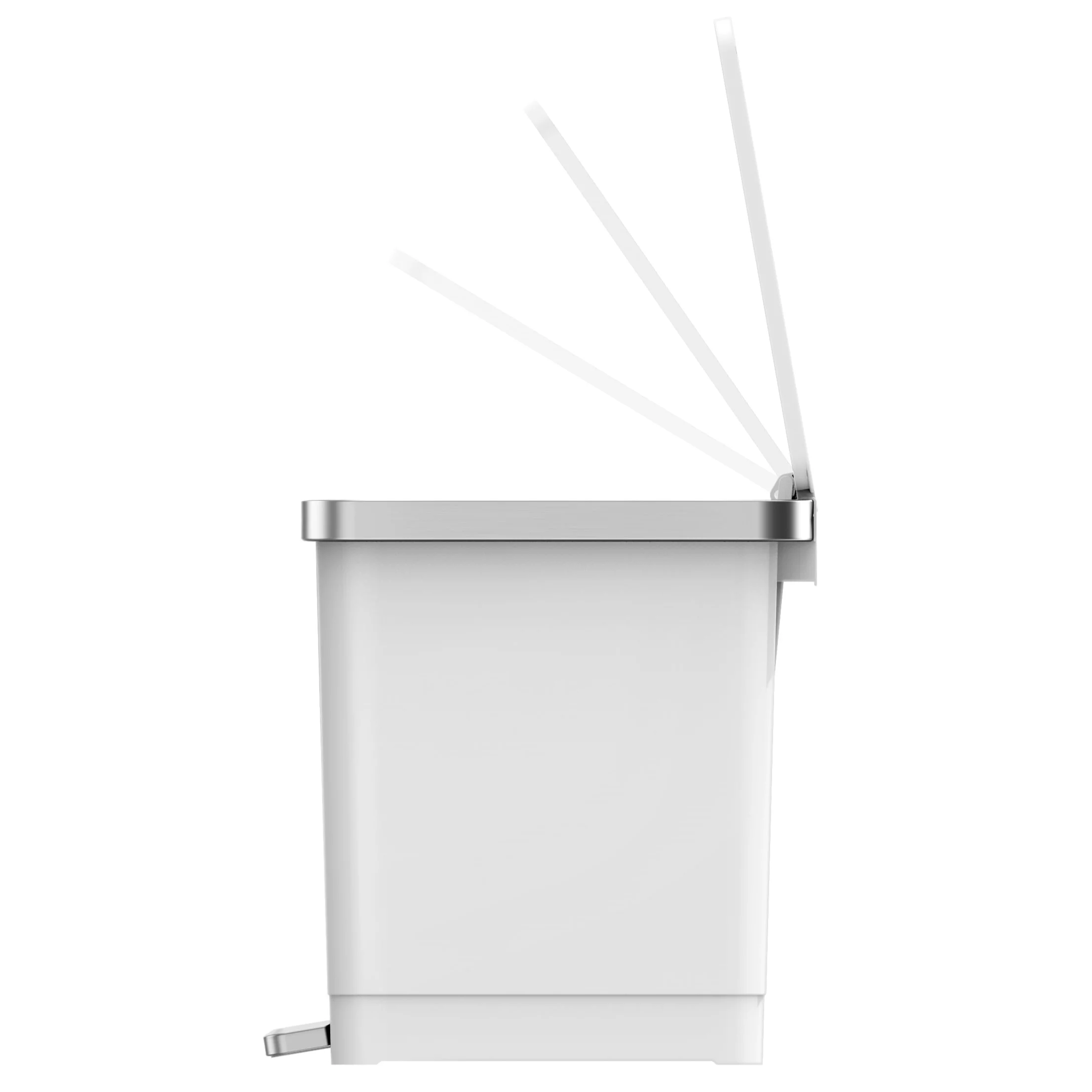 (2 pack) Better Homes & Gardens 2.5 Gallon Trash Can, Premium Plastic Step Bathroom Trash Can, White