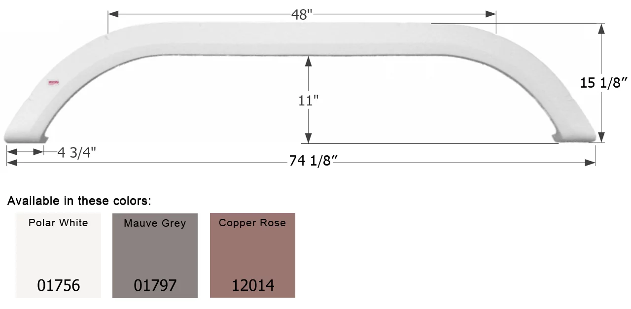 Icon 01756 Tandem Axle Fender Skirt FS1756 for Carriage - Polar White