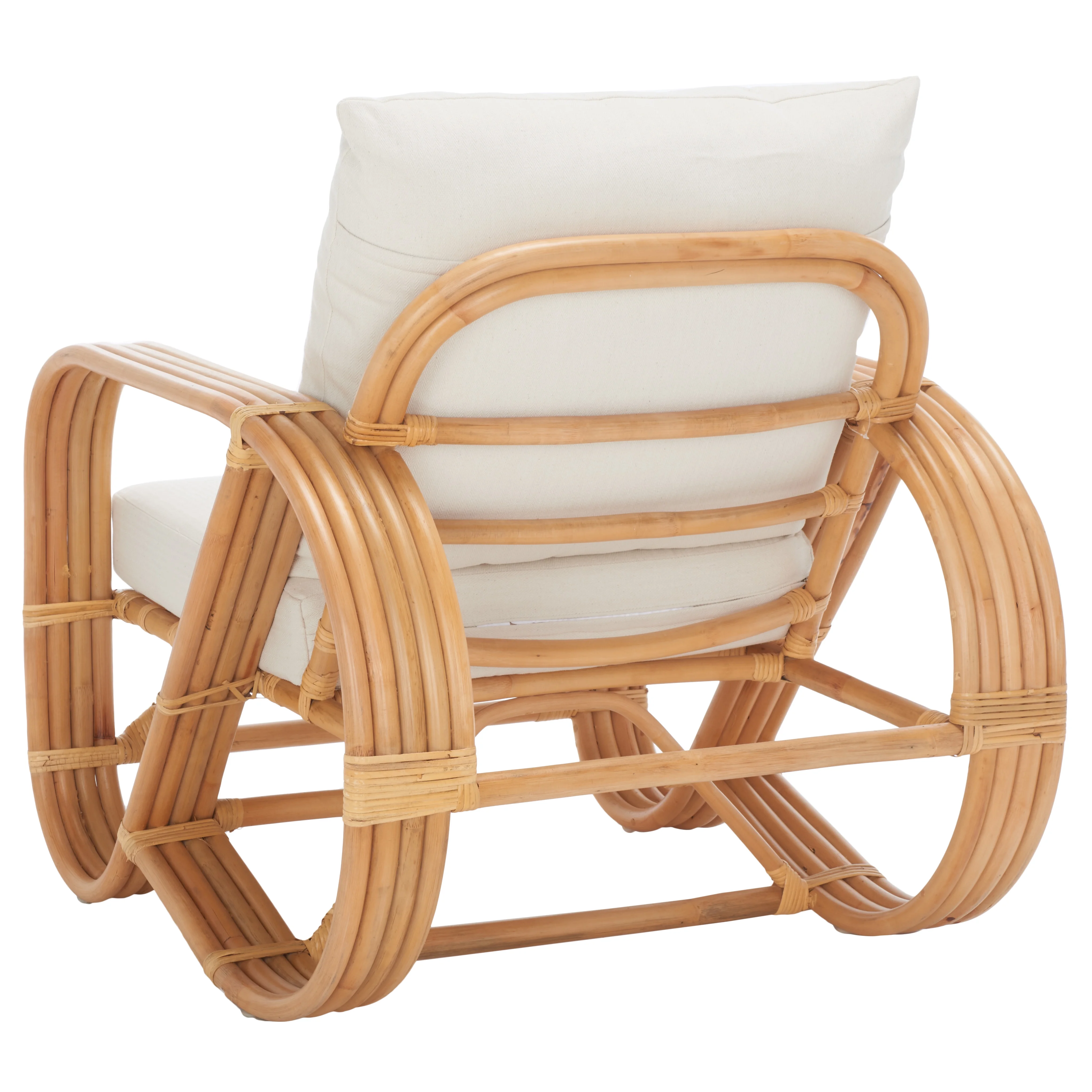 SAFAVIEH Beia Accent Chairs with Cushion, Natural/White (30.3 in. W x 32.7 in. D x 29.1 in. H)