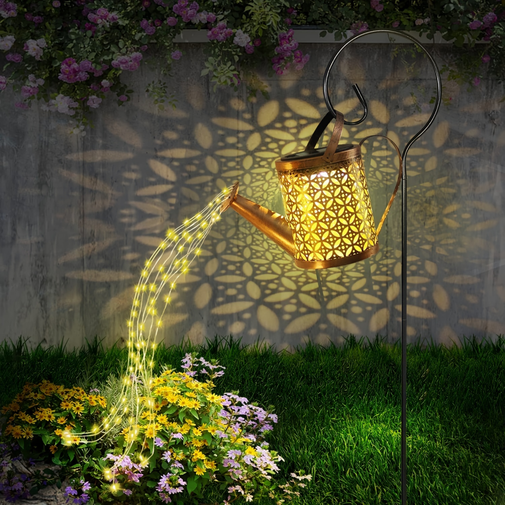 Solar-powered Watering Can With Lights, Waterproof Outdoor Hanging Solar Lantern, For Garden Decoration, Outdoor Solar Garden Decoration, Vintage Metal Solar Garden Lamp, For Lawn, Pathway, Terrace