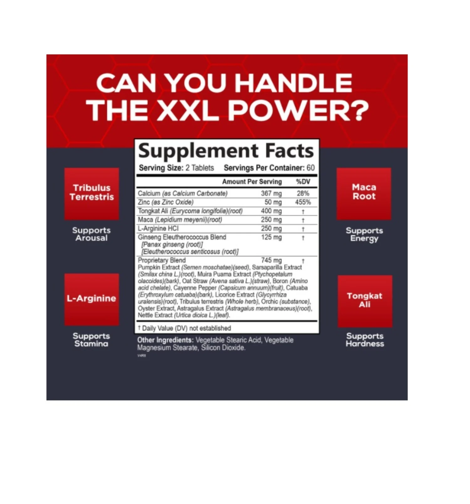 Daitea Natural Male Booster - Contains L-Arginine to Boost Energy, Endurance and Strength - 30/60/120 Capsules