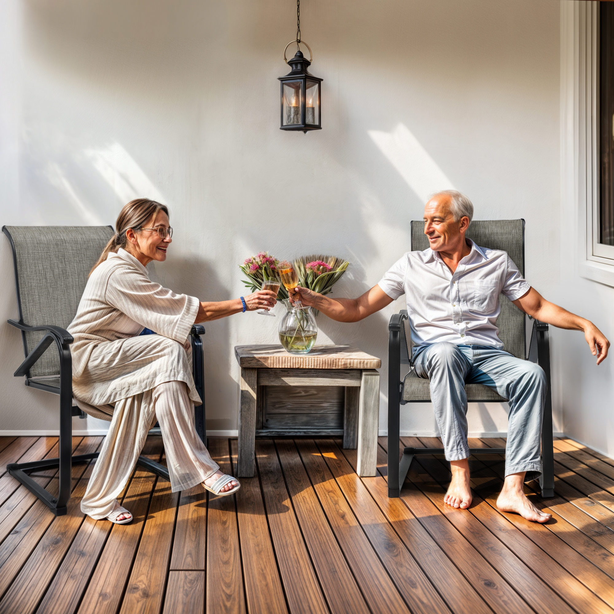 ModFusion Set of 2 C-Spring Motion Outdoor Patio Chairs with Breathable Fabric