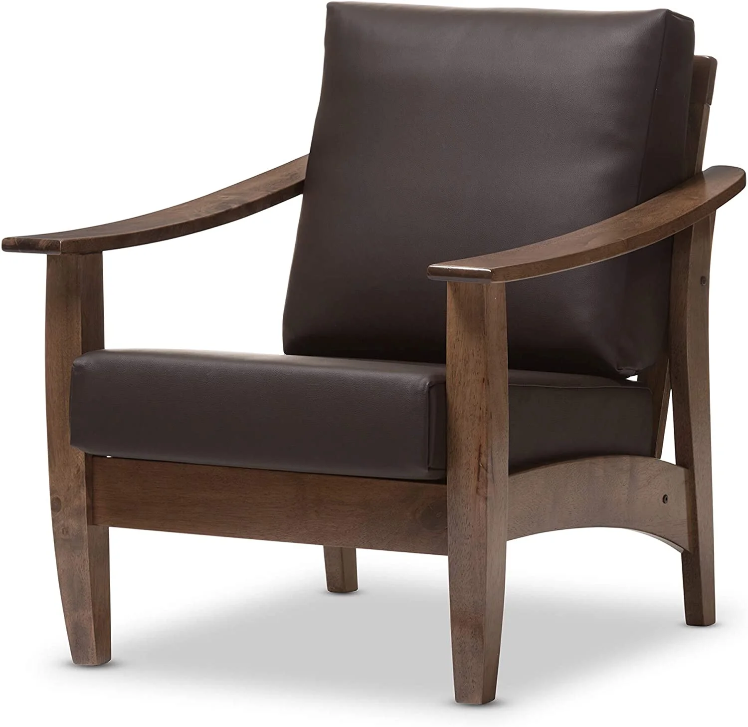 Baxton Studio  Phanessa Mid-century Brown Faux Leather Accent Chair