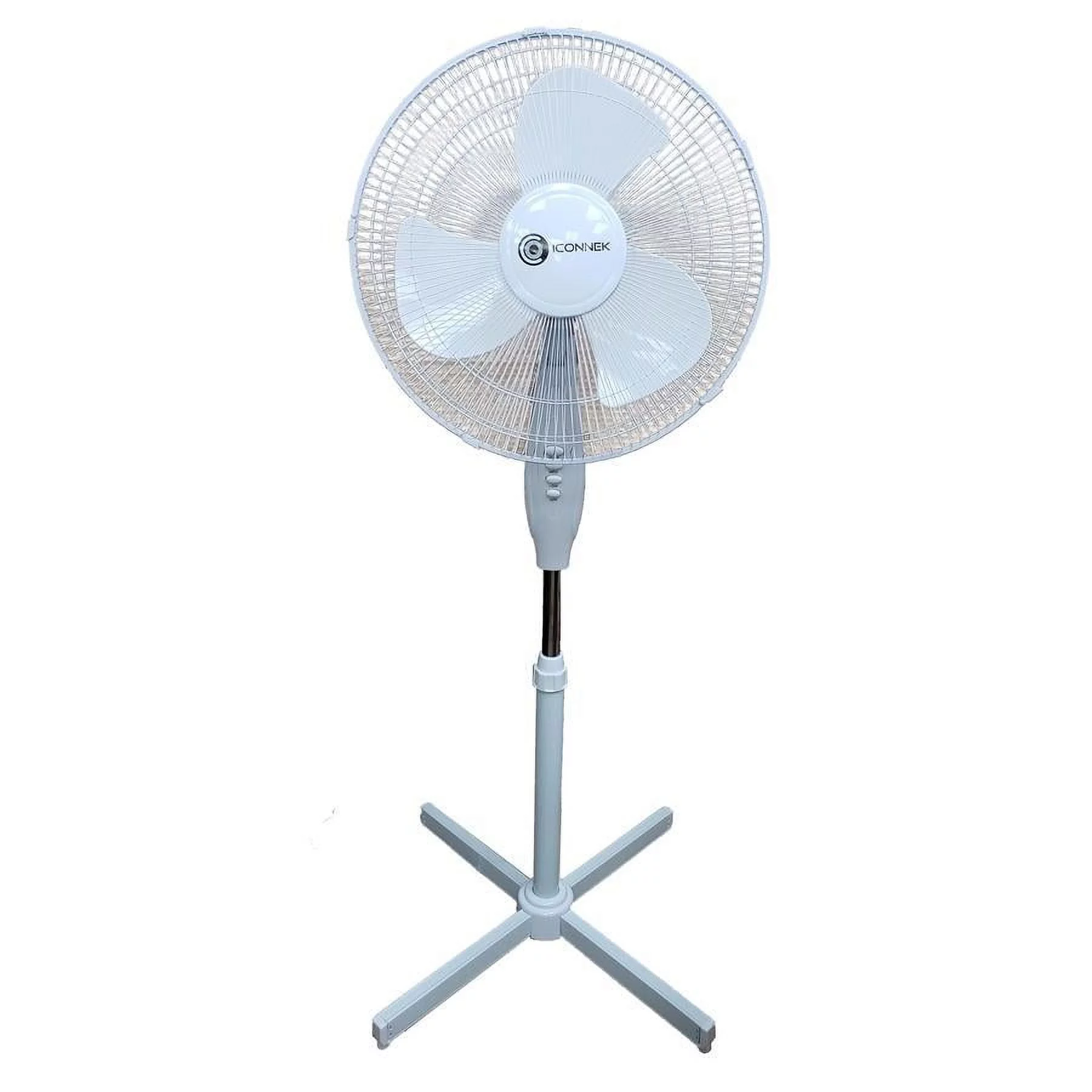 Iconnek - Three Speed Pedestal Fan, Adjustable Swing and Tilt, 16 '', White
