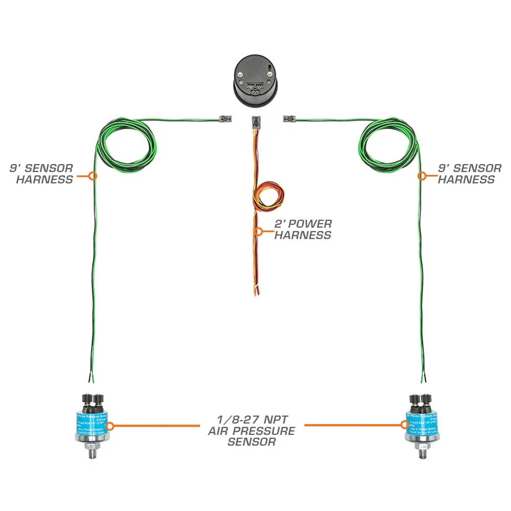 GlowShift | White 7 Color Series Dual Needle Air Pressure Gauge for Cars and Trucks