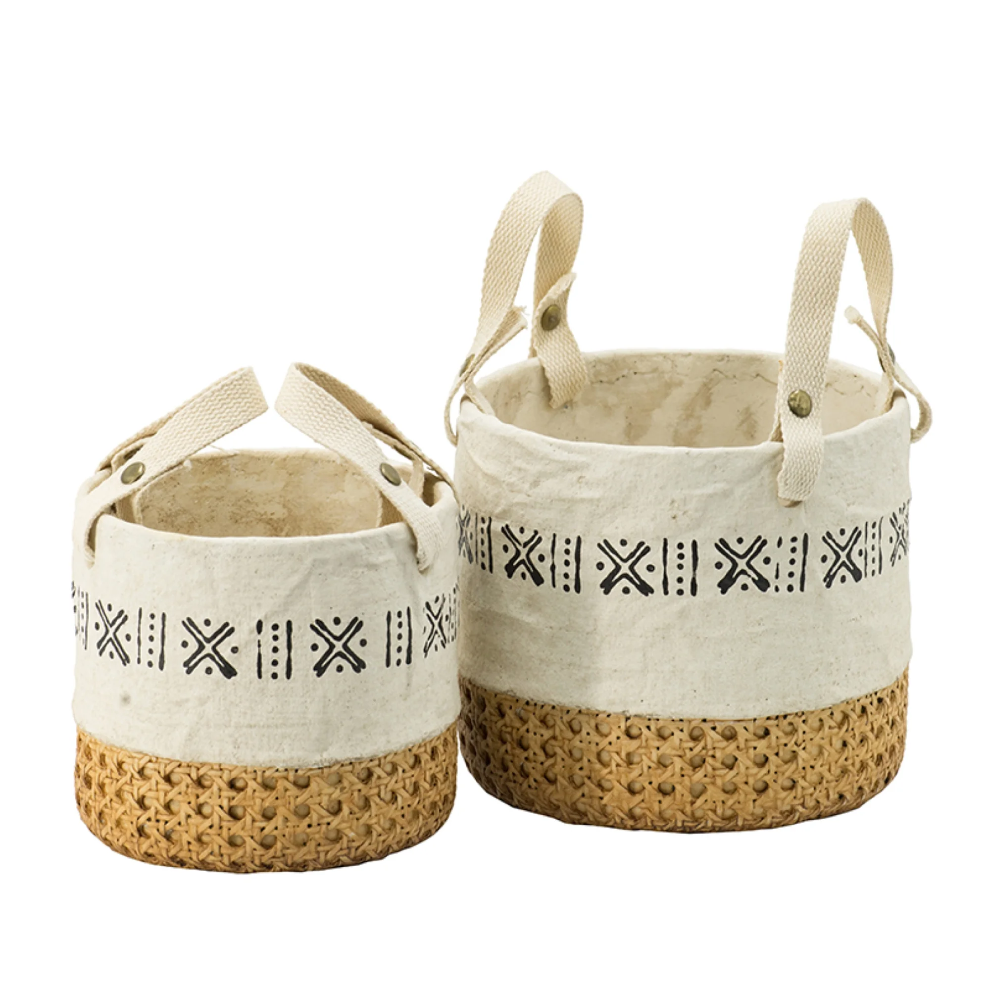 CC Home Furnishings Print Trim Caning Pattern Basket Planters - 7.75