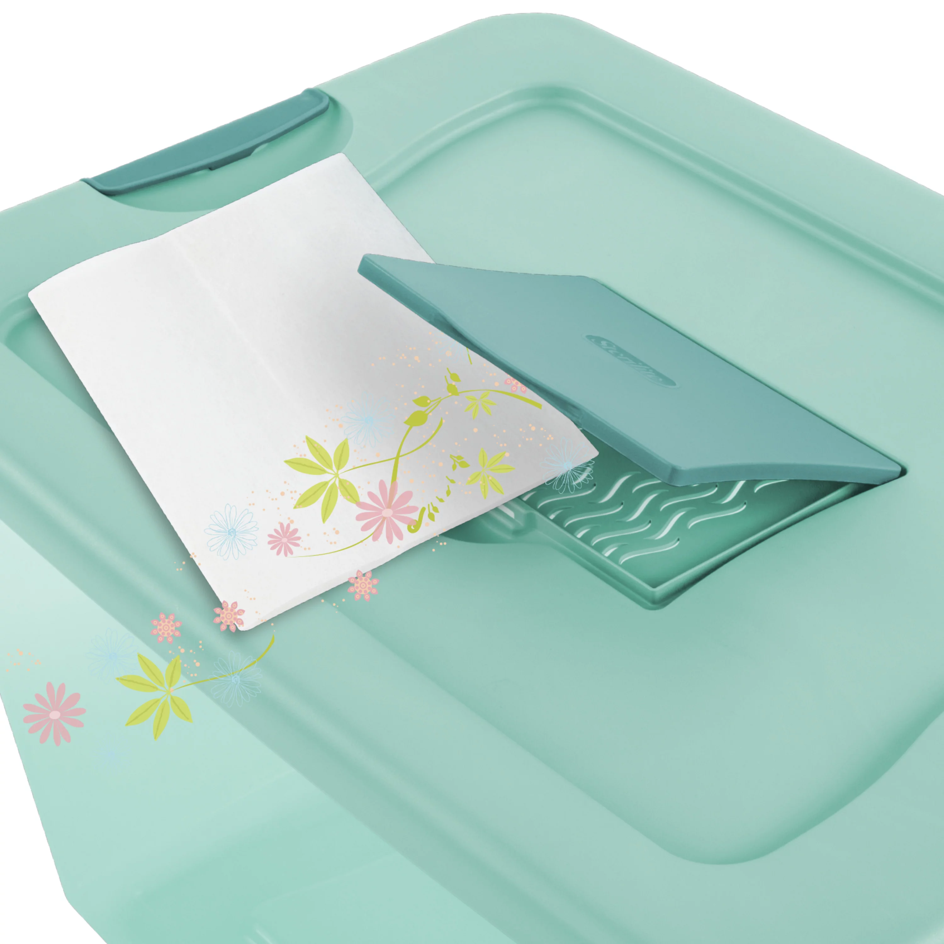 Sterilite 56 Qt. Wheeled Fresh Scent Box Aqua Tint Set of 4