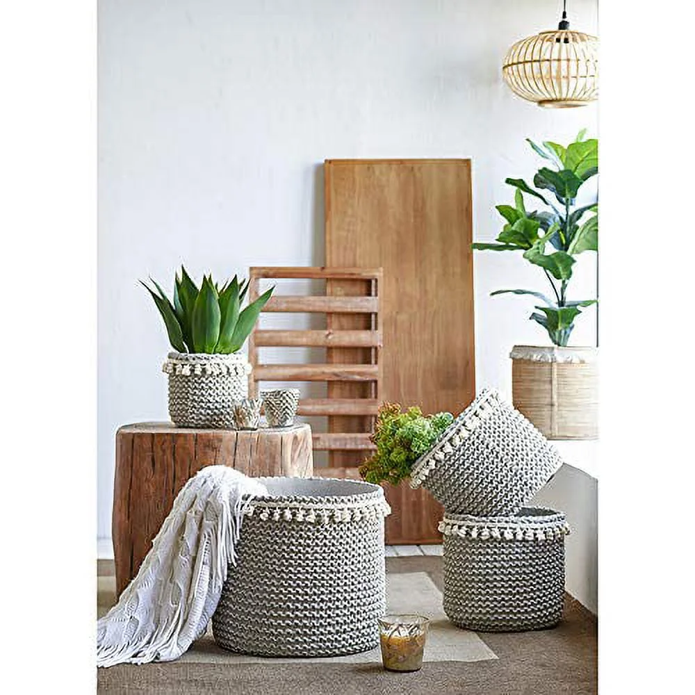 A and B Home A&B Home Sage Green Planter with Playful Tassel Trim (Set of 2)