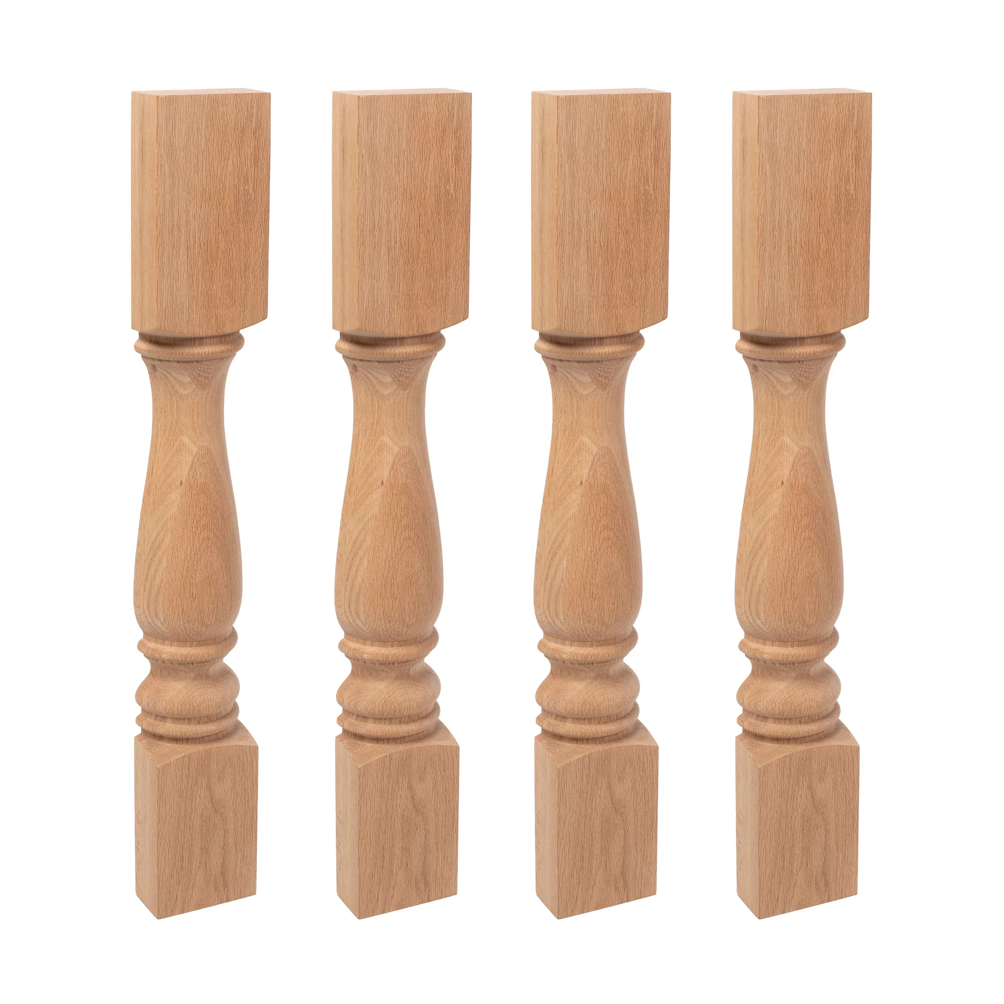 Designer's Edge Millwork 35-1/4 in. High x 5 in. Wide x 2-3/8 in. Depth Unfinished North American Solid Red Oak Plain Half Round Kitchen Island Leg 4 Pack