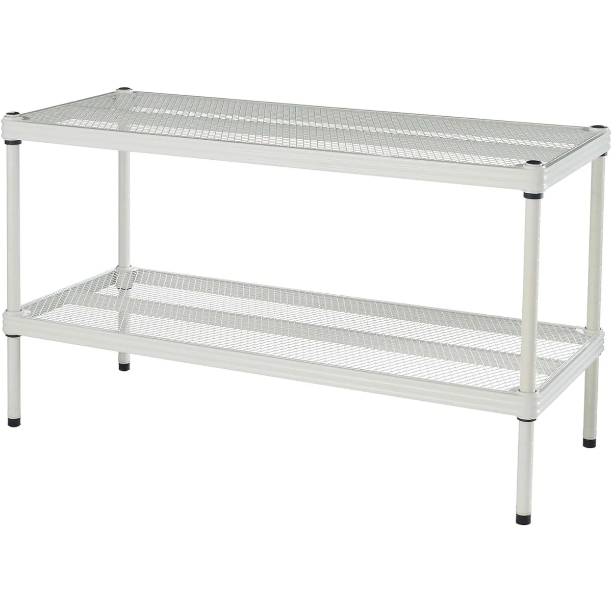 MeshWorks 2 Tier Full Size Metal Storage Shelving Unit Rack for Kitchen, Office, and Garage Organization 31 by 13 by 17.5 Inches, Silver