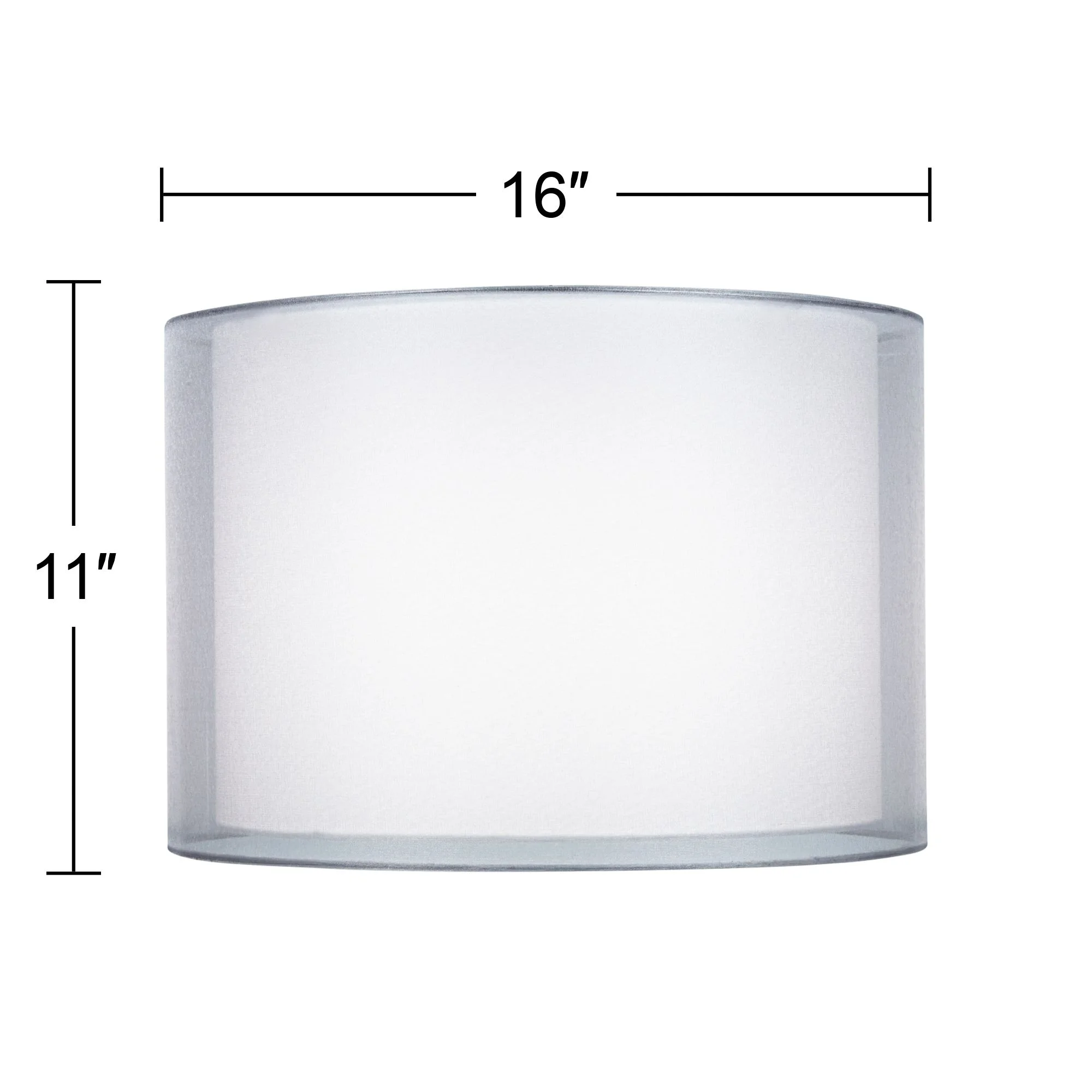 Springcrest Set of 2 Hardback Double Drum Lamp Shades Silver Sheer Medium 16