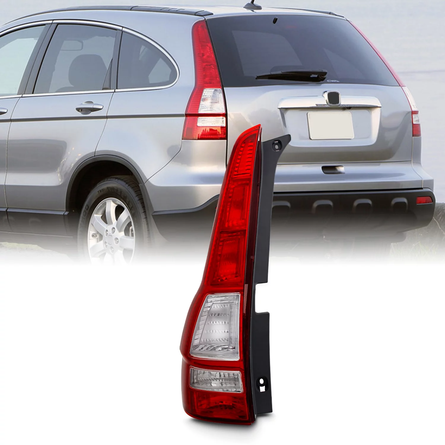 AKKON - Fits 2007-2011 Honda CR-V CRV Chrome Red Tail Light Brake Lamp Driver Left Side Replacement 07 08 09 10 11