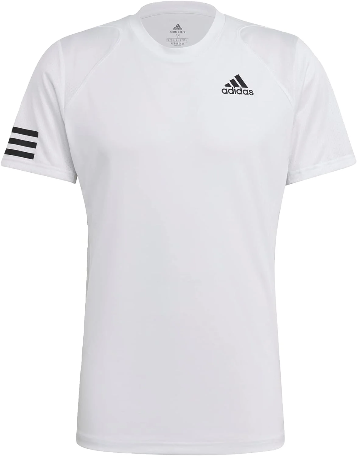adidas Men's Club 3-Stripe Tennis T-Shirt (White/Black, L)
