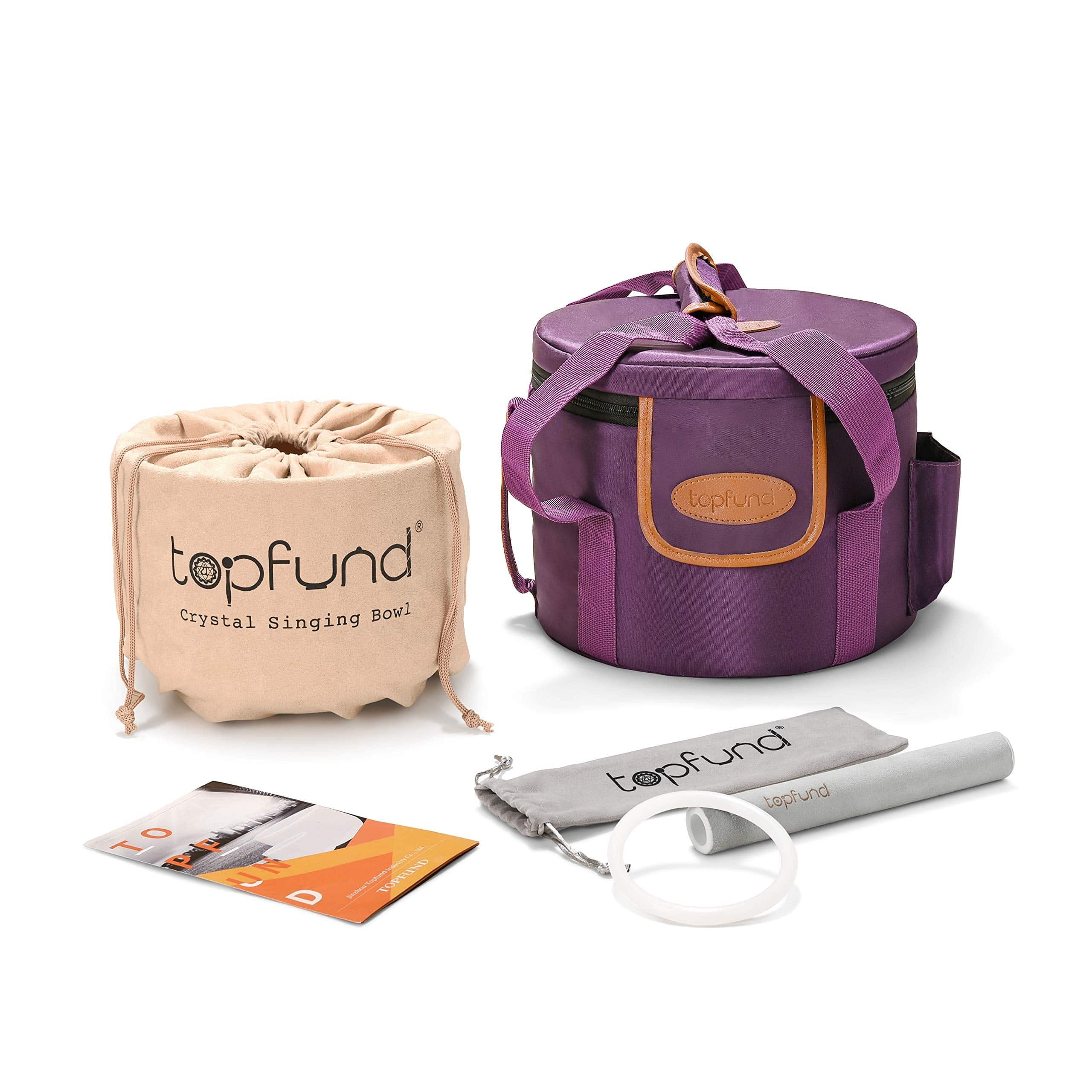 TOPFUND G# Zeal Chakra 8 inch Emerald Fusion Crystal Singing Bowl with Heavy duty carrying case  and Suede Stick