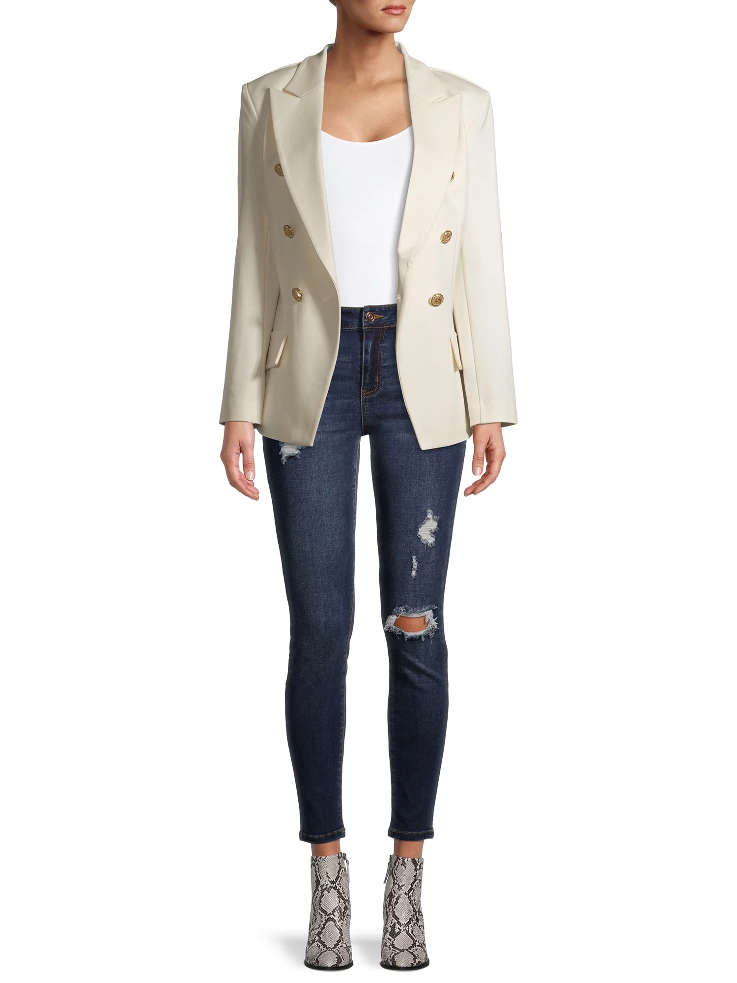 Attitude Unknown Women's Metallic Button Blazer