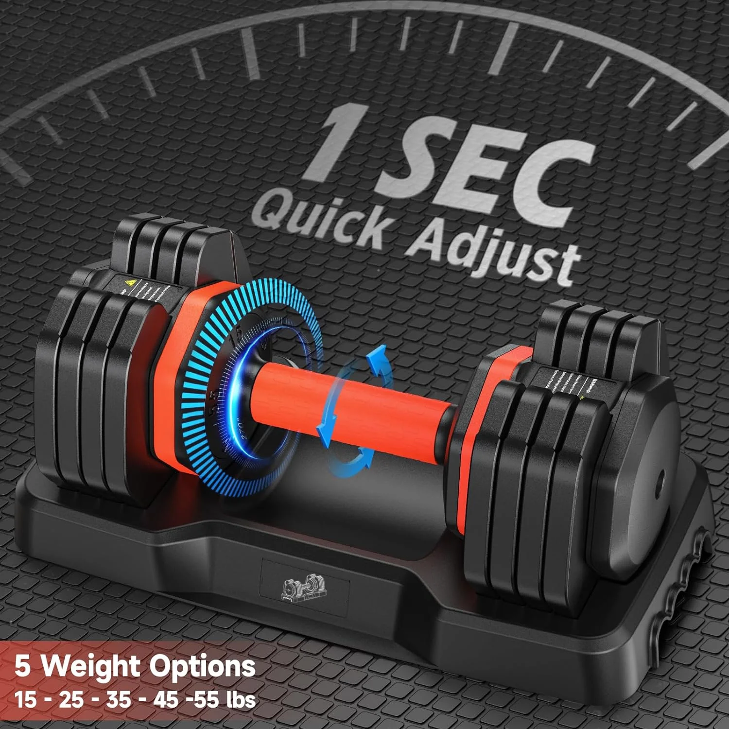 UPGO 55LB Adjustable Dumbbells Single,15LB to 55LB Hex Adjustable Dumbbells of 2 Anti-Slip Handle, Suitable for Home Gym Exercise Equipment