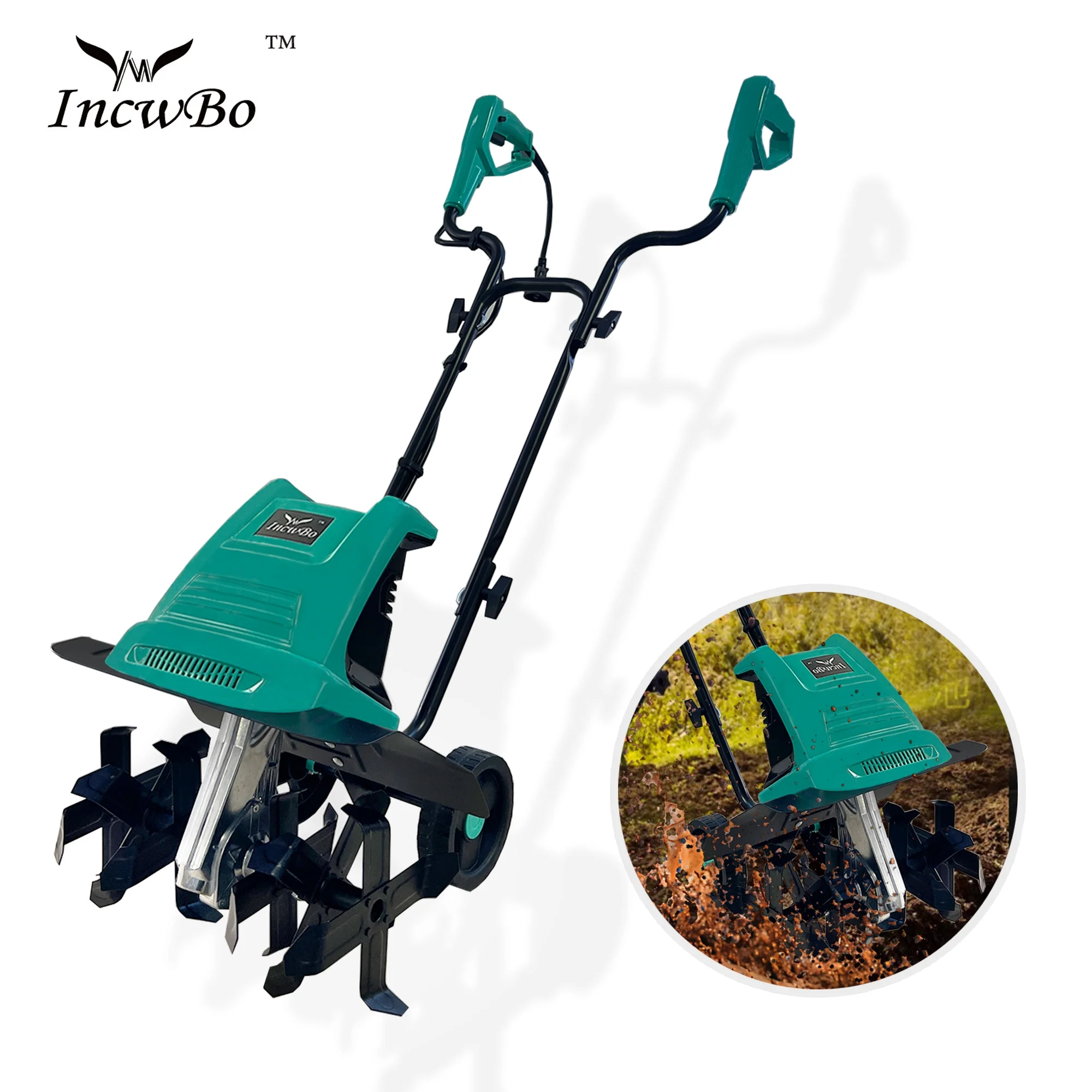 Autovo 17 inch 15 AMP  6 Steel Tines Tillers Electric Corded Garden Tiller & Cultivator, New