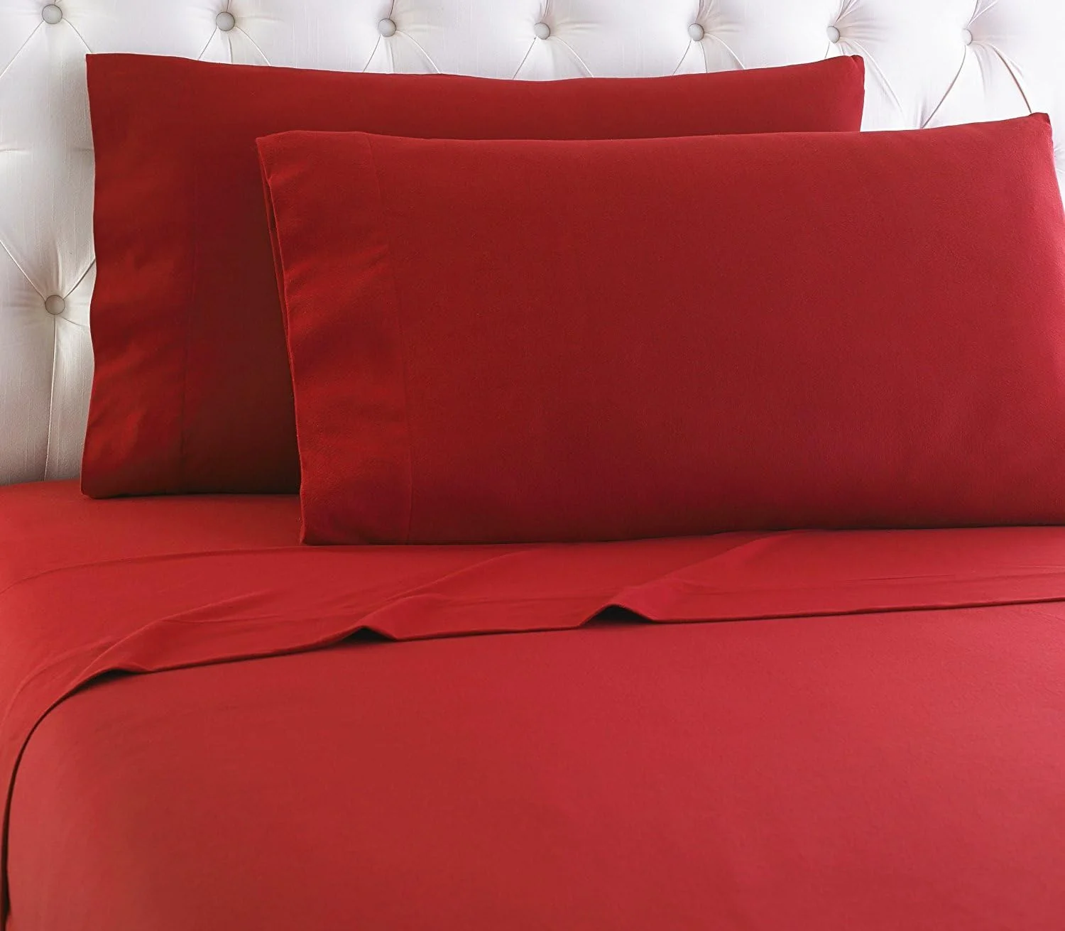 Empire Home Heavy Winter Flannel 100% Cotton Sheet Set Fitted Flat Pillow Cases Deep Pocket (Dark Red, Full Size)