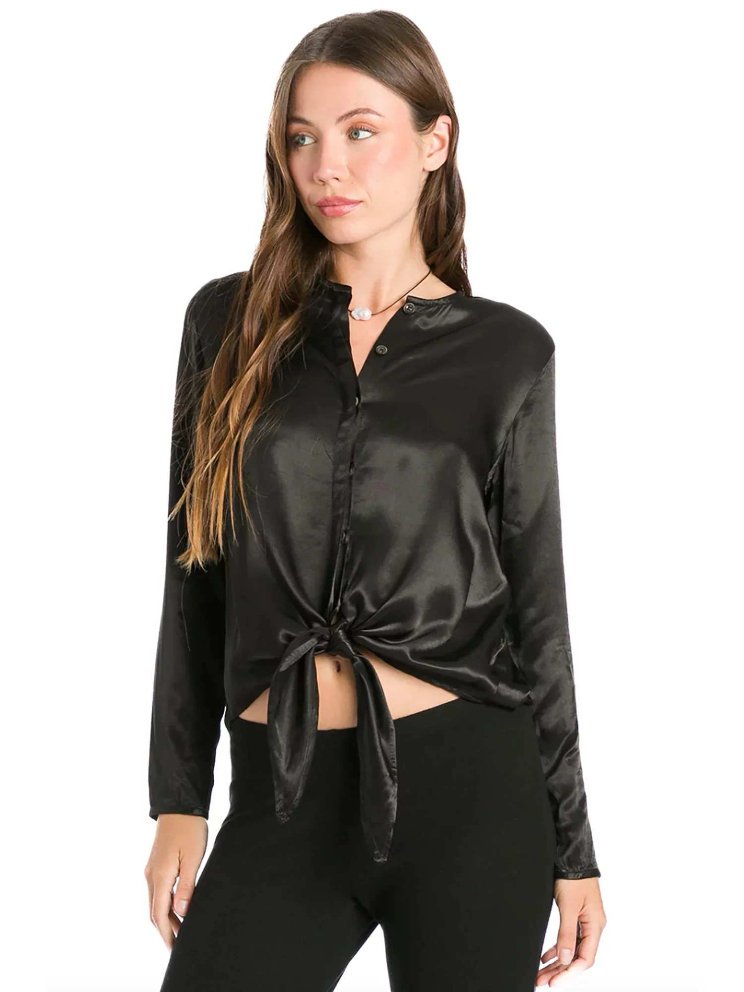 Hardtail Satin Tie Front Blouse (Style SAT-41)