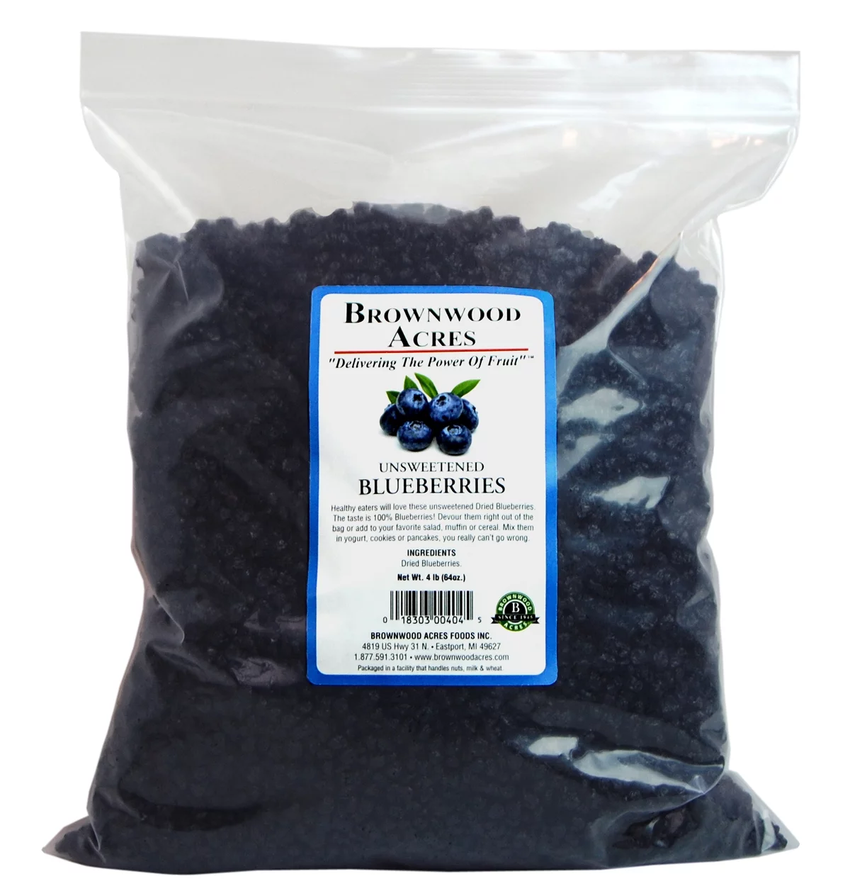 Unsweetened Dried Blueberries - 4 Pound Bag
