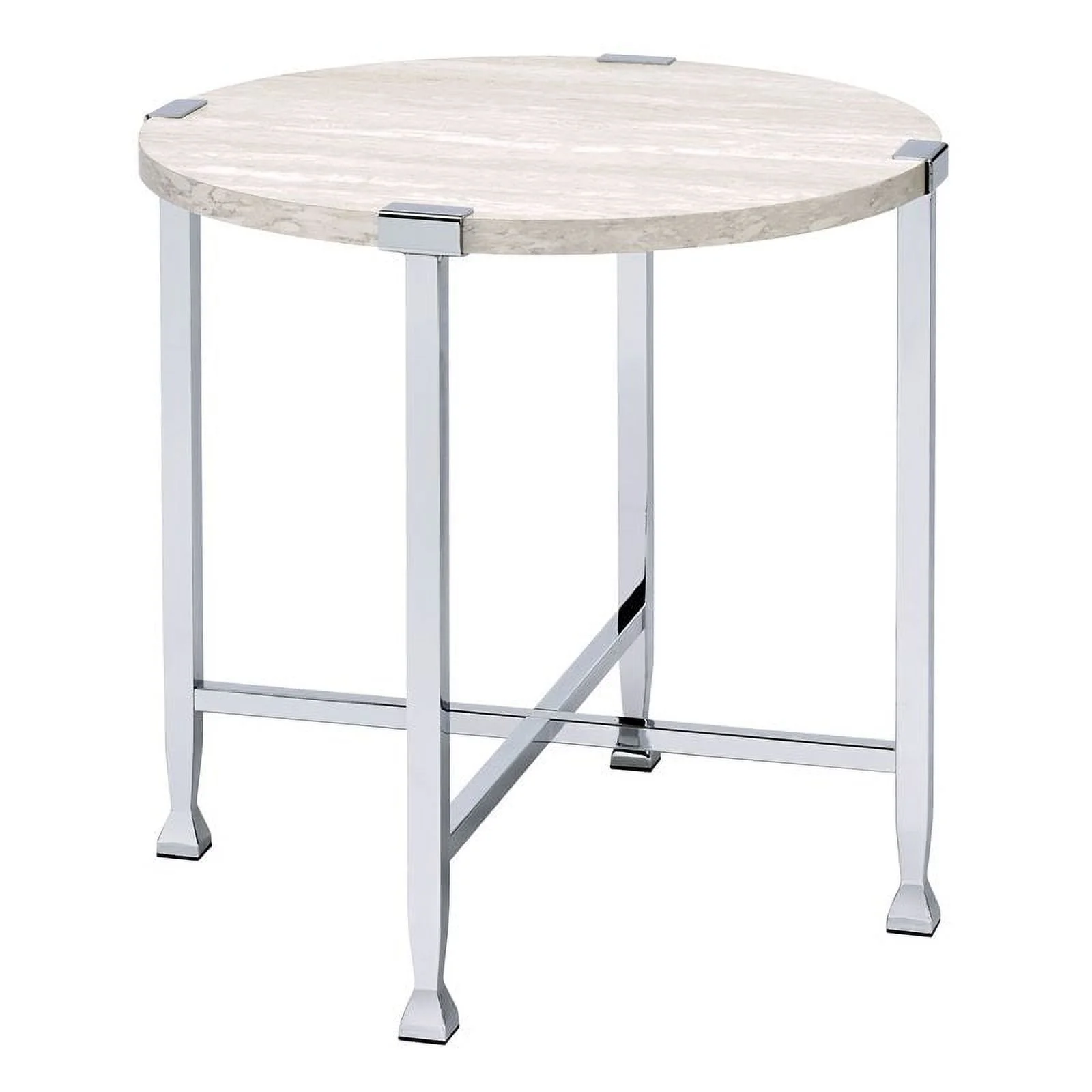 Bowery Hill Contemporary End Table in White Oak &Chrome