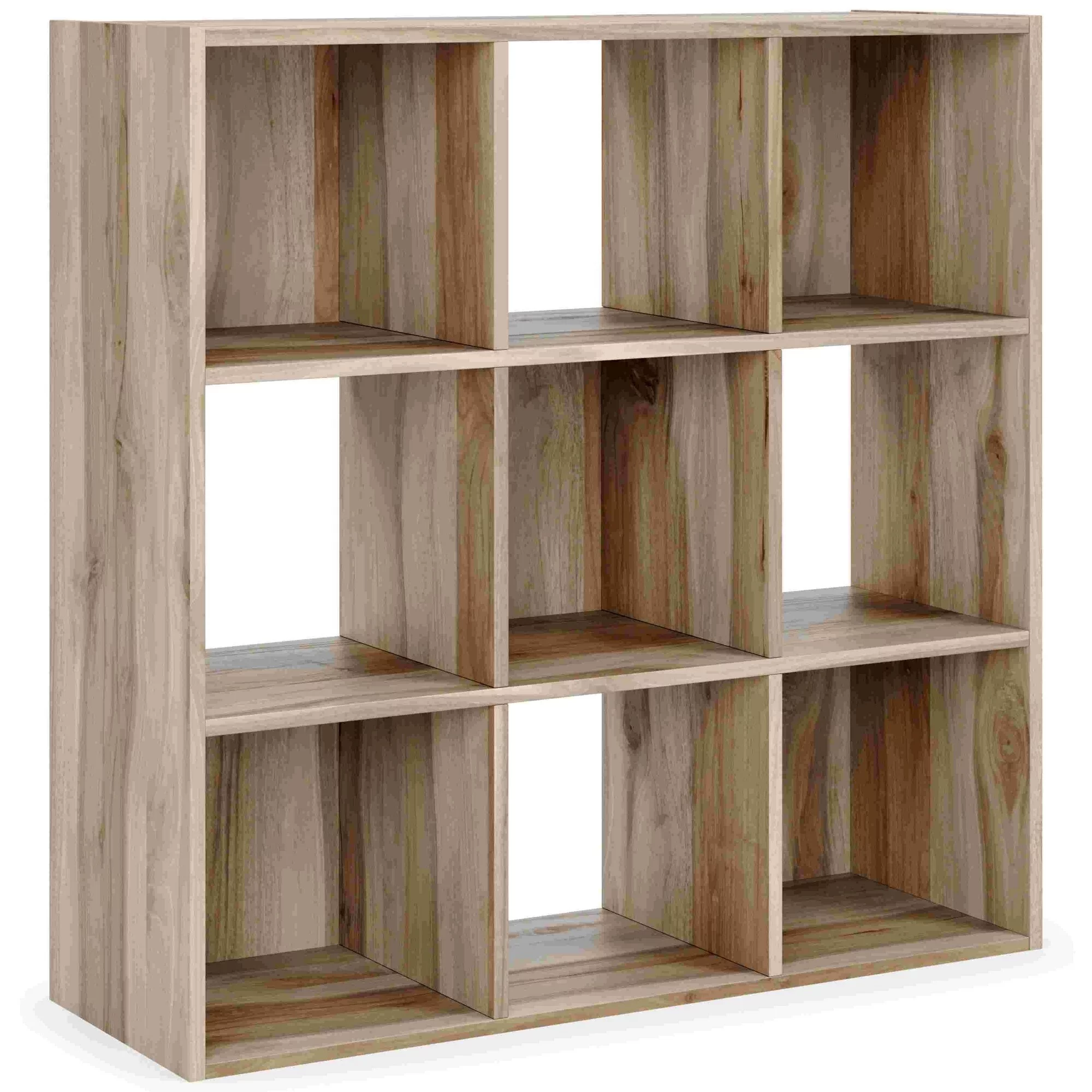 Engineered Wood Organizer, 9 Storage Cubbies, Elm Wood Grains, Warm Brown