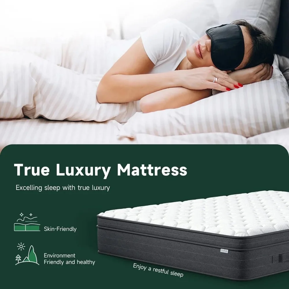 Mattress, 12 Inch Hybrid Queen Mattress in a Box, 3 Layer Premium Foam with Pocket Springs for Motion Isolation,Medium Firm Feel