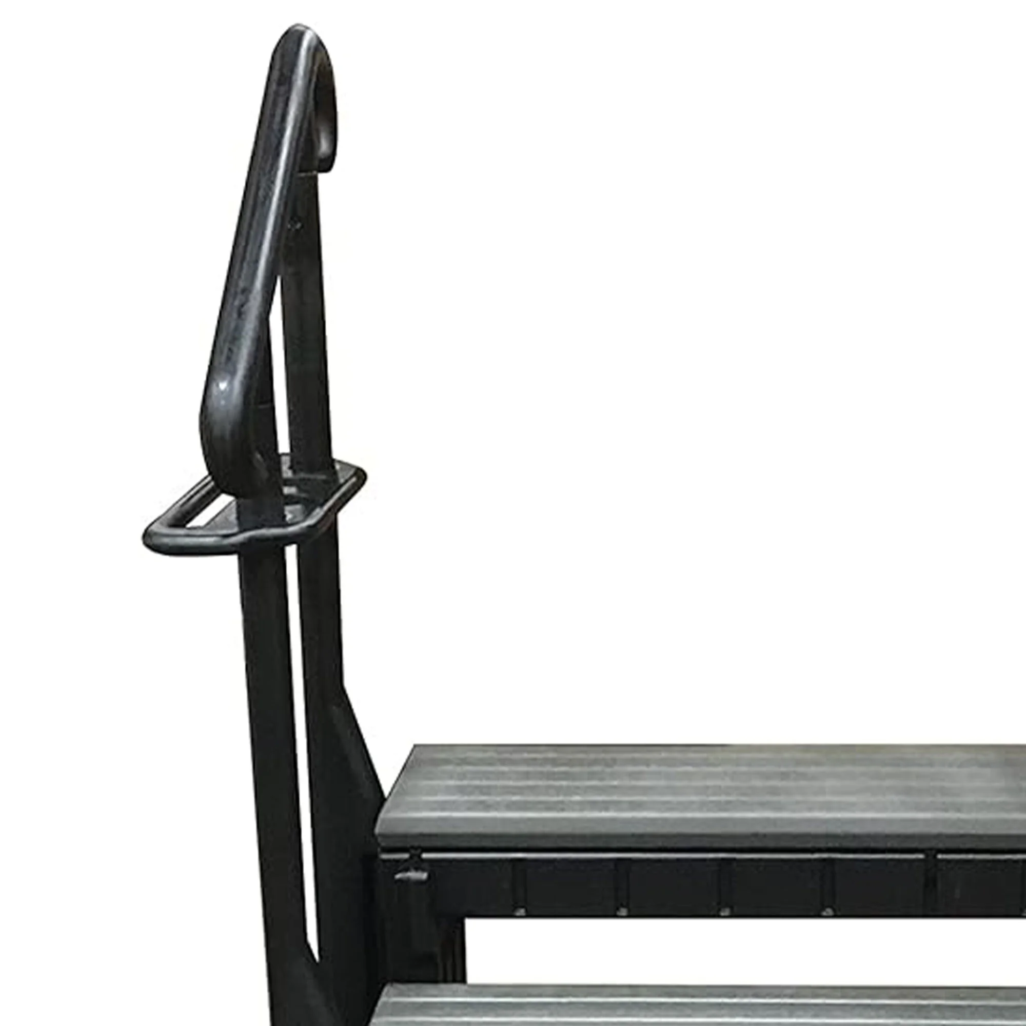 Confer Plastics 36” 3 Signature Spa Step with Curved Handrails, Gray/Black