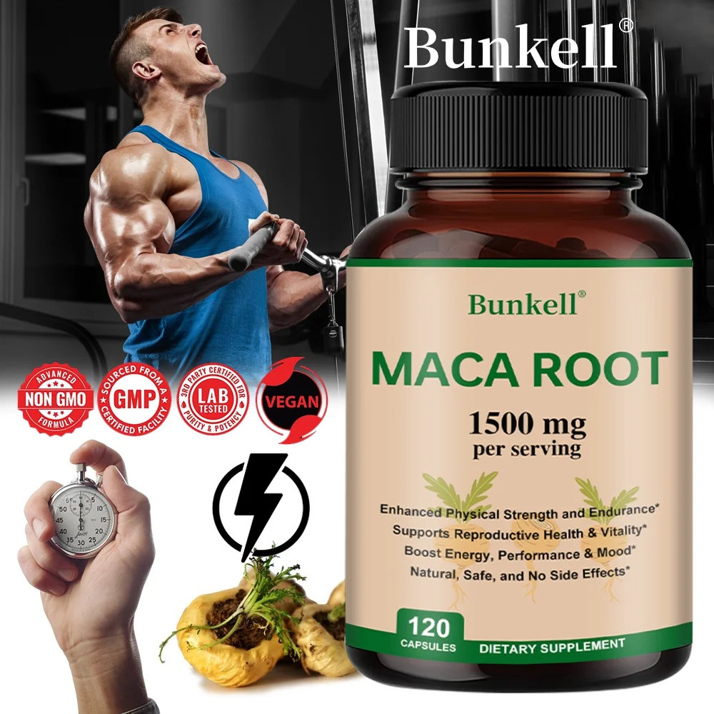 Bunkell Maca Root Capsules - Increase energy and stamina, improve mood 120 capsules
