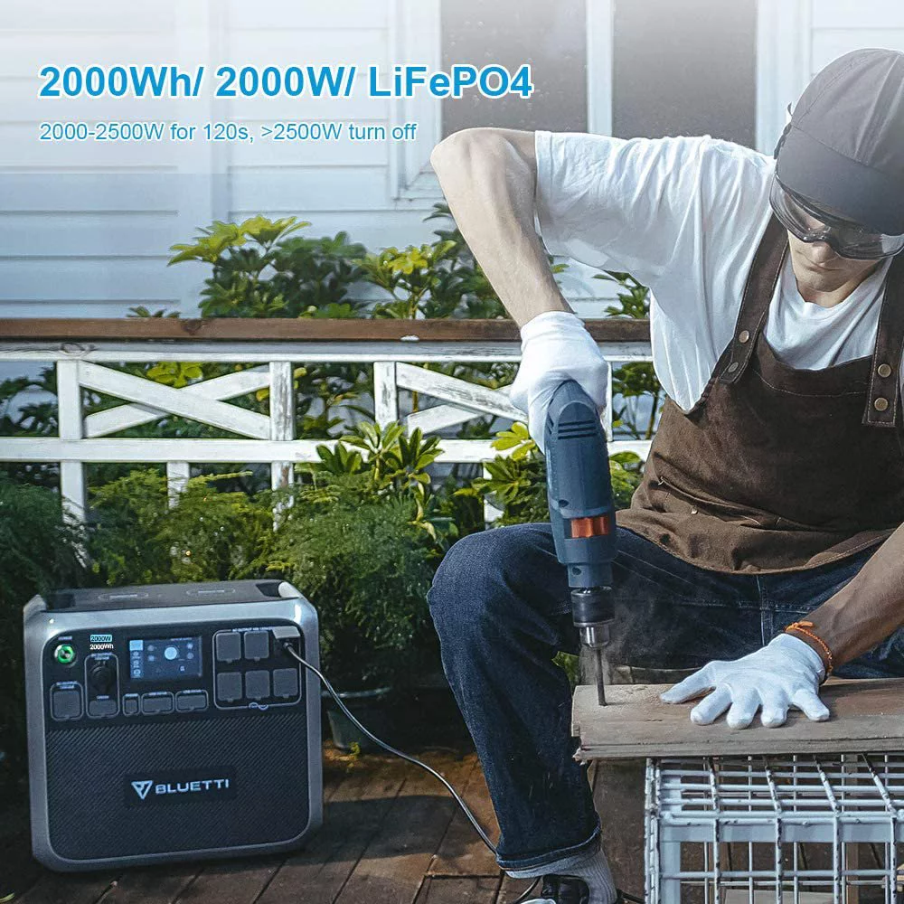 Bluetti Portable Power Station AC200P With 3 200W Solar Panels, 2000Wh Solar Generator,2000W AC Outlets Solar Powered Generator for Home Use, Trip, Power Outage