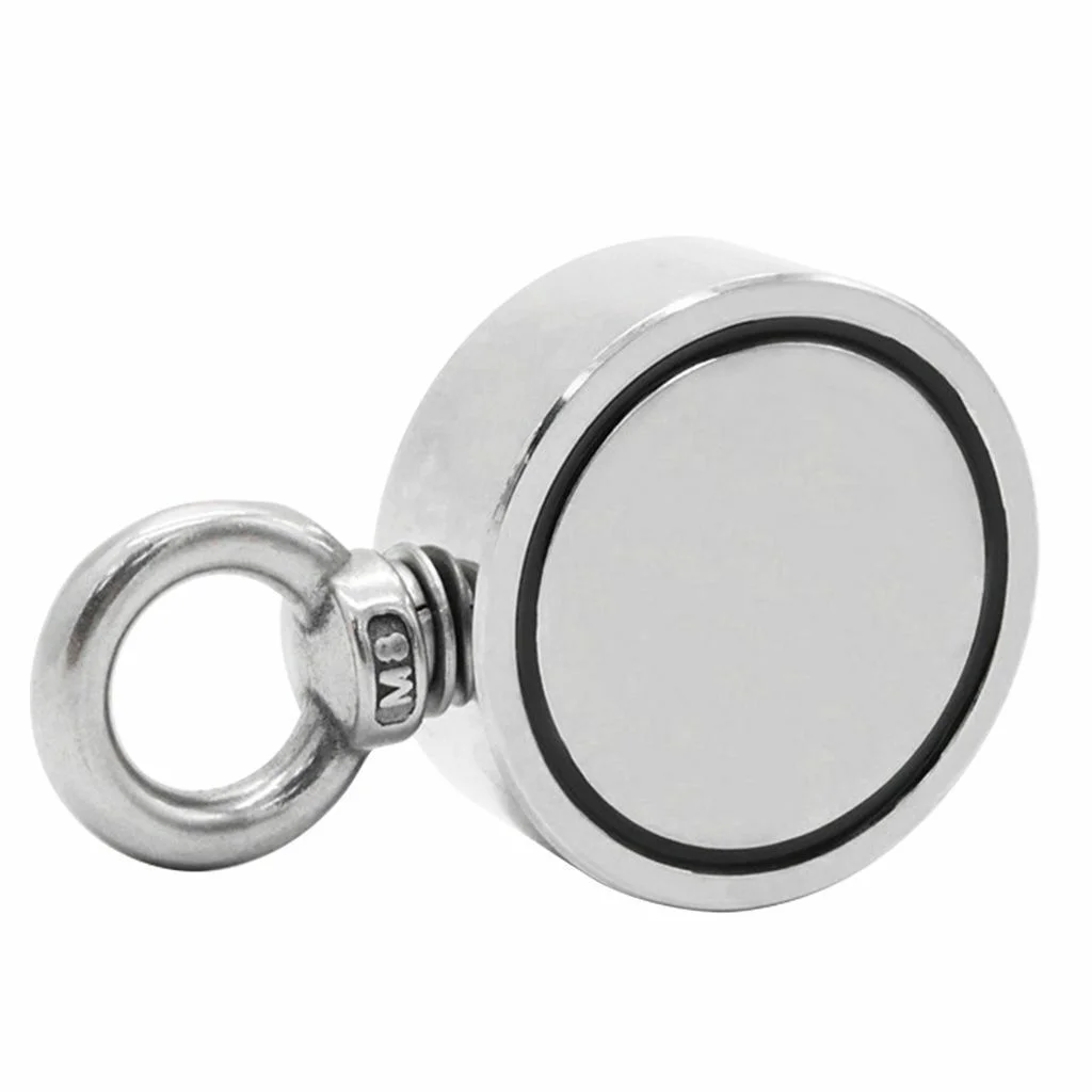 1100LBS Double Sided Fishing Magnet, Super Powerful Neodymium Magnet N52 Round