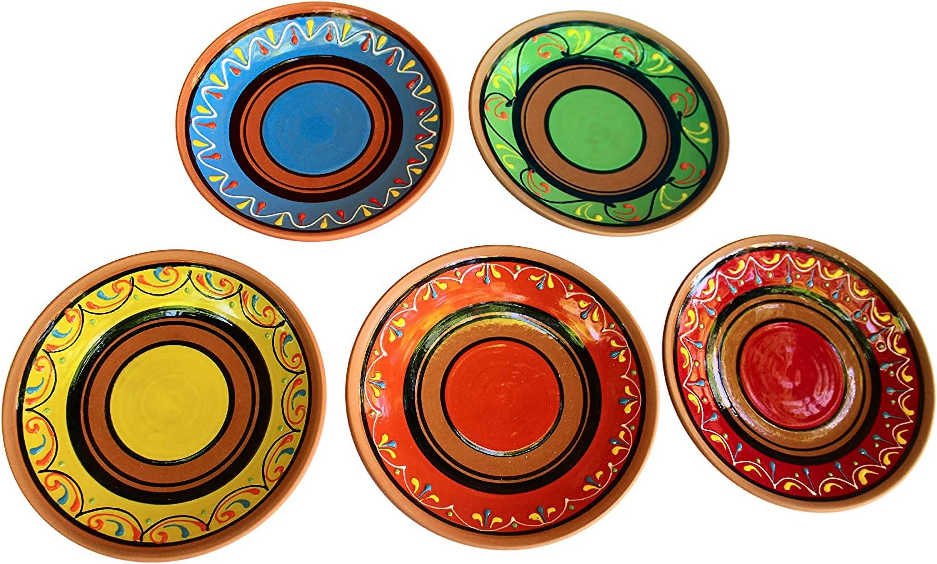 CXIAN Spanish Terracotta 5-Piece Salad Plate Set, Multicolor