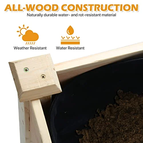 HKLGorg Wooden Raised Garden Bed 48x24x30in Elevated Wood Planter Box Boldly Growing Cedar Raised Planter Box with Legs for Flowers Vegetables and Fruits Rustproof Planter Box with No Bottom, Nature