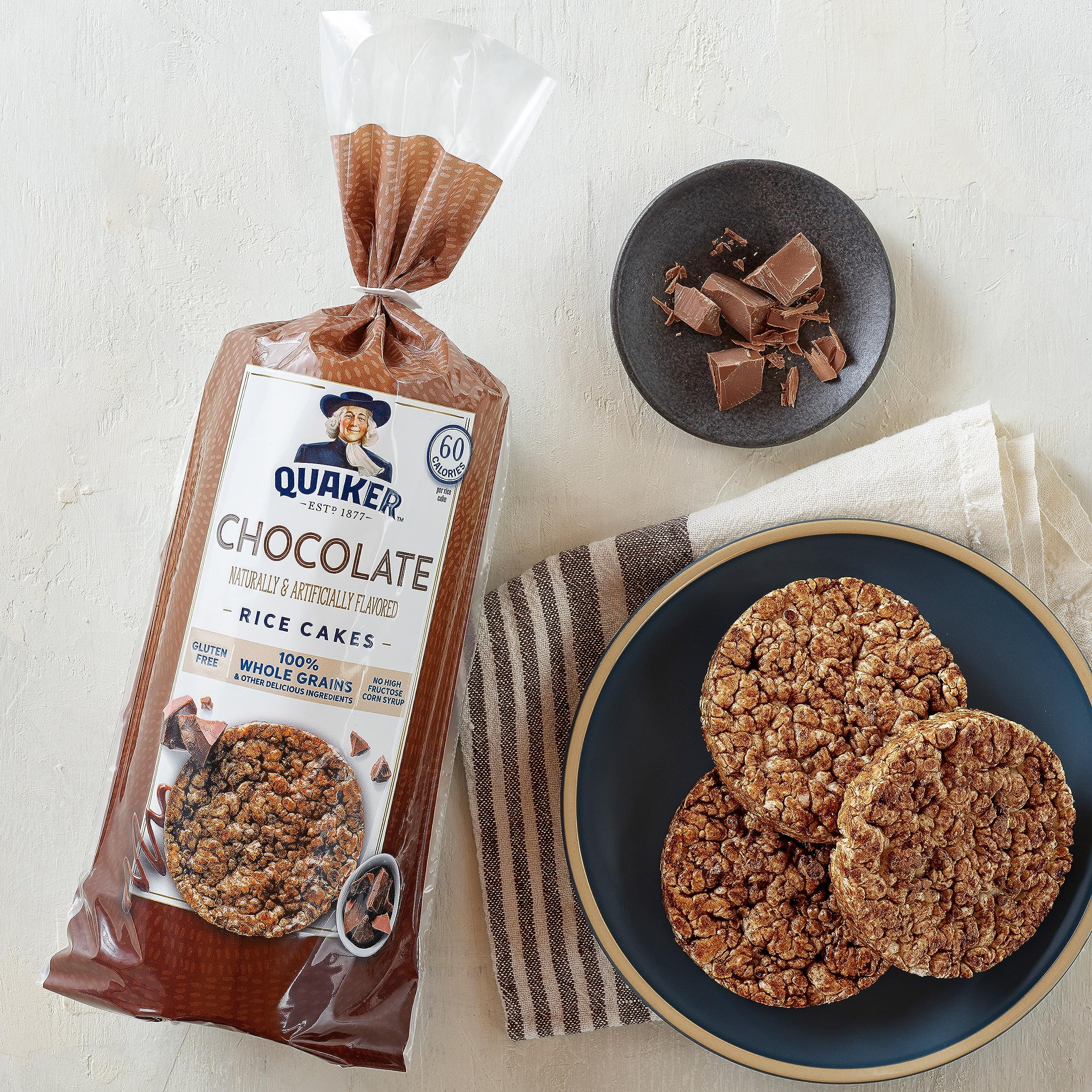 Quaker Large Rice Cakes, Chocolate, Pack Of 3