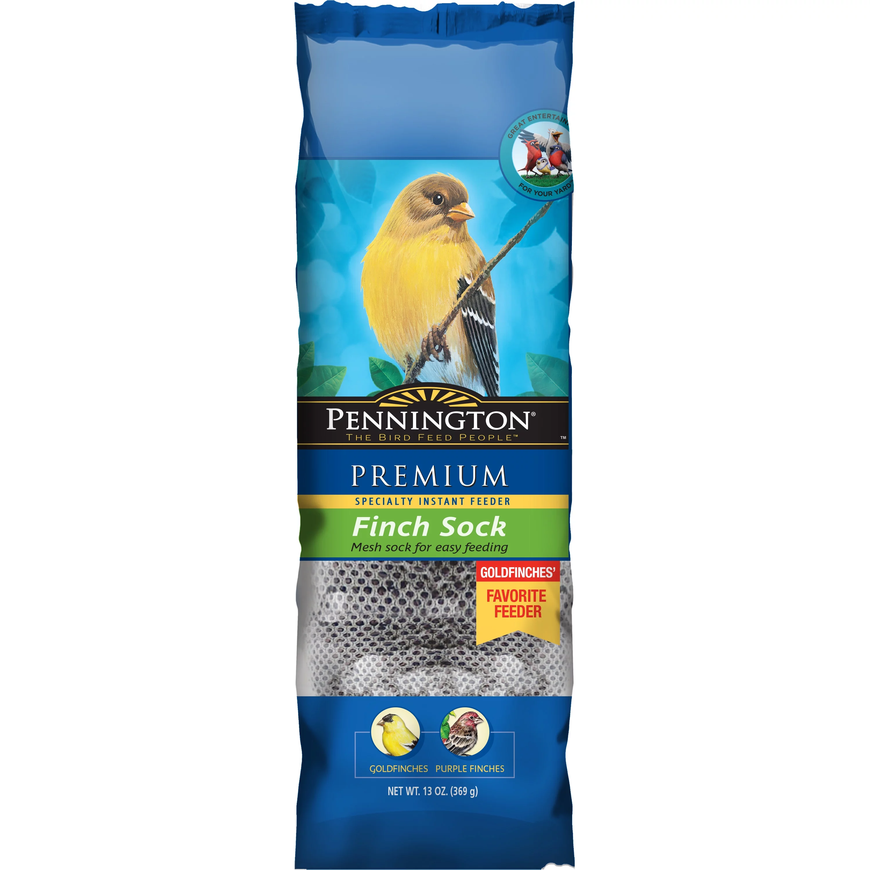Pennington Premium Finch Sock Wild Bird Feed Seed and Feeder, 13 oz