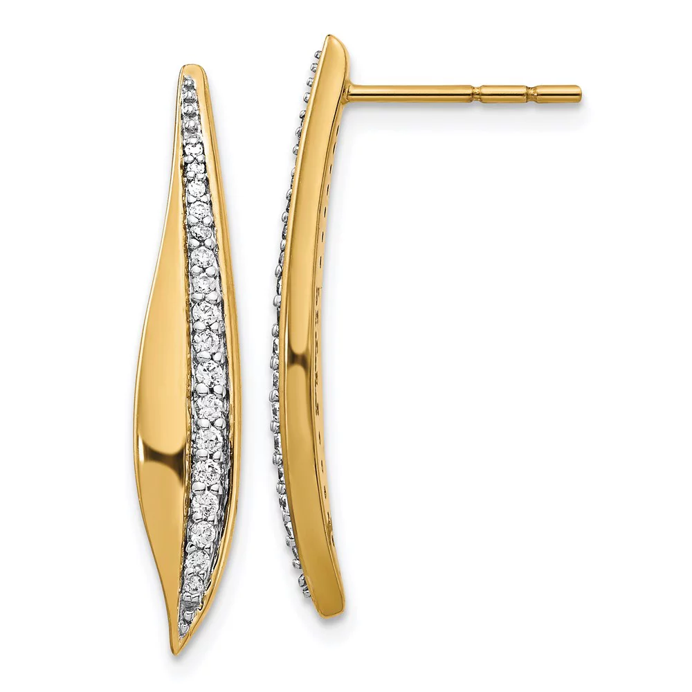 Real 14kt Yellow Gold Diamond Post Earrings; for Adults and Teens; for Women and Men