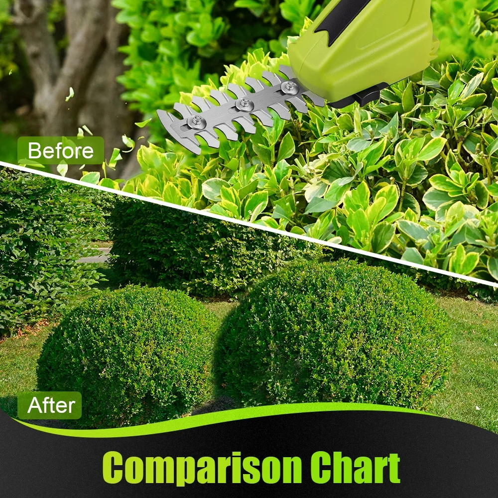 G PEH Cordless Grass Shears, 2 in 1 Electric Mini Hedge Trimmer Cordless, Handheld Grass Hedge Cutter Clippers, Battery Operated Weed Hedge Trimmer