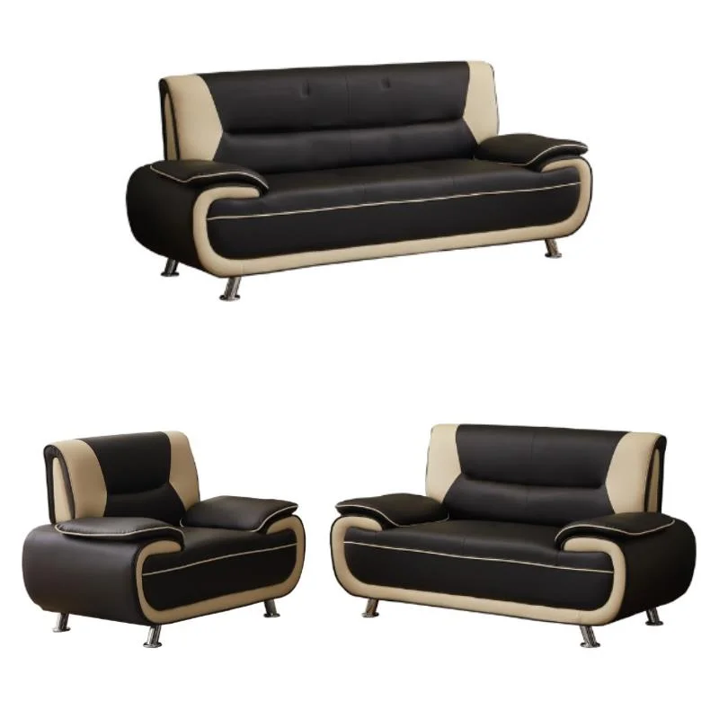 Home Square 3-Piece Set with Sofa & Loveseat & Chair in Black and Beige