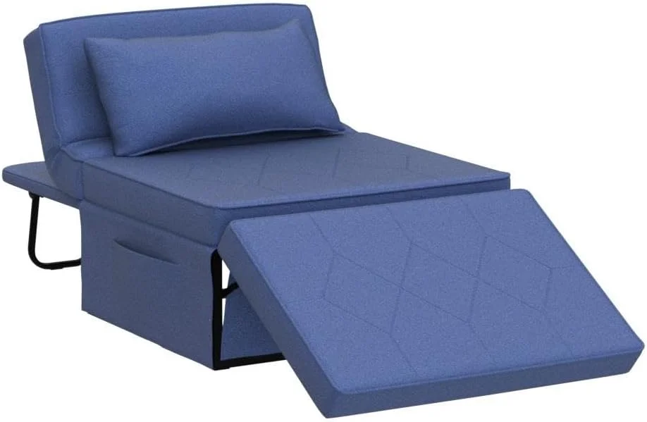 Folding Ottoman Sofa Bed, Convertible Chair 4 In 1 Multi-Function Ottoman, Couch Bed With 6 Position Adjustable Backrest, Imitation Flannel,