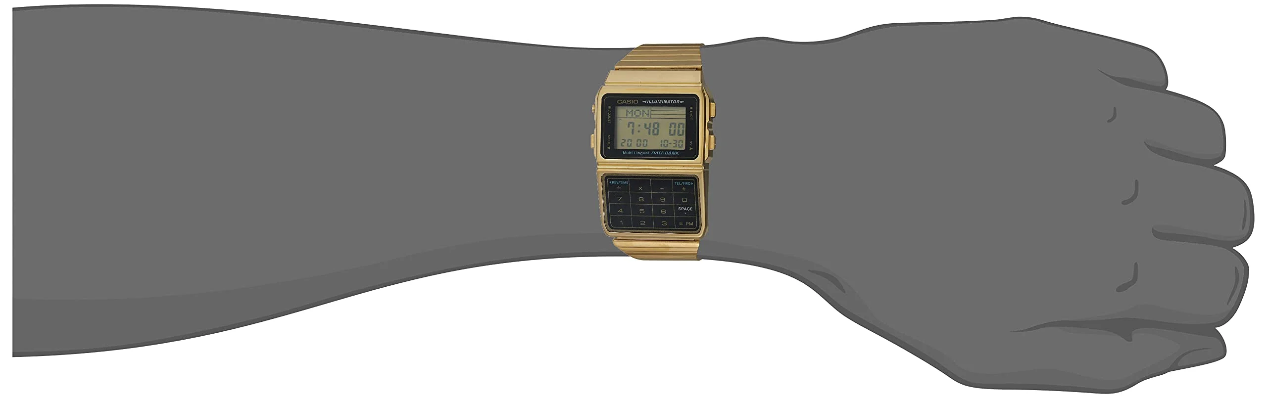 Casio Men's Gold-Tone Vintage Calculator Watch DBC611G-1VT