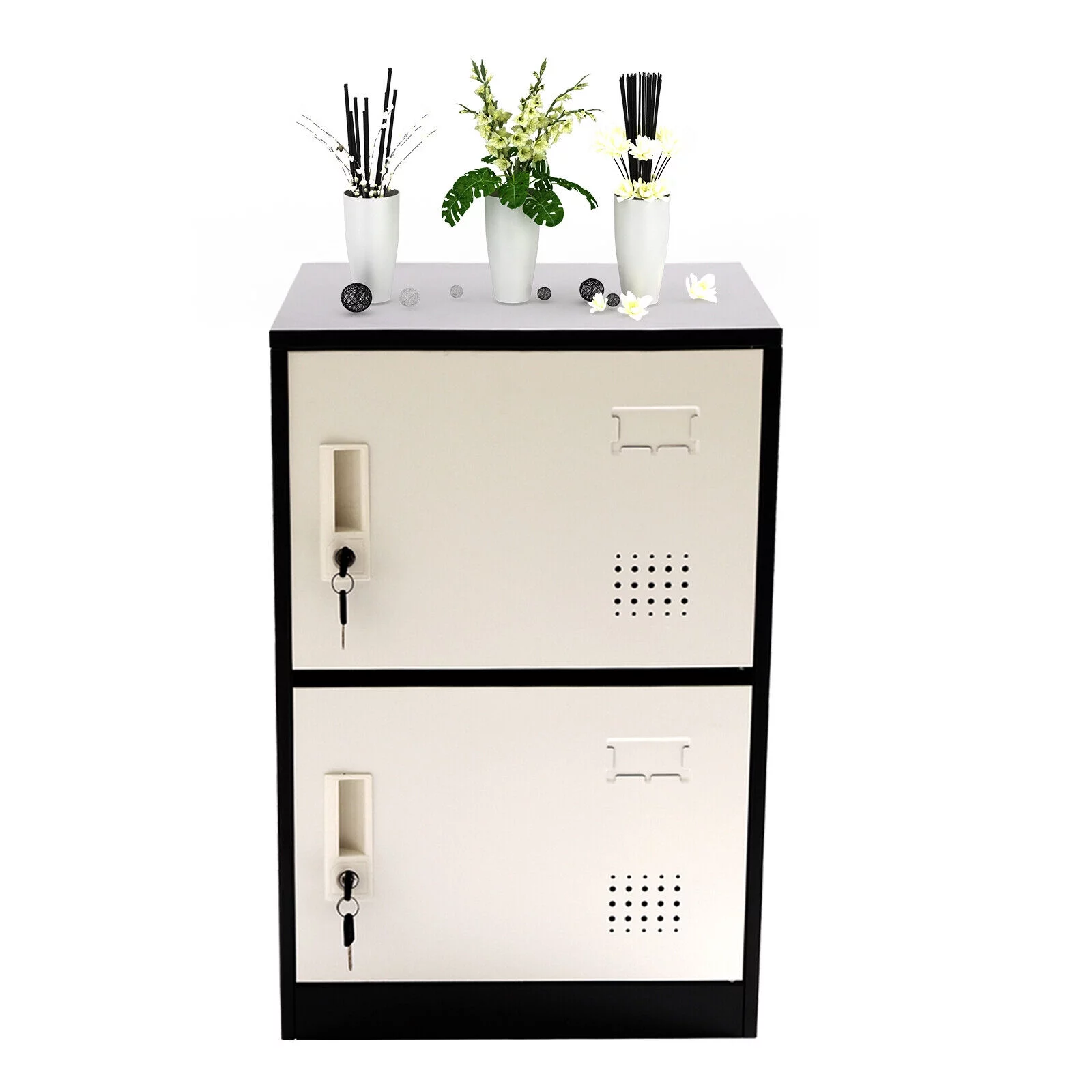 Wustar 2 Doors Vertical Metal Storage Cabinet Office Storage Lcoker Metal Locker Cabinet for School, Gym, Home, Office Employee