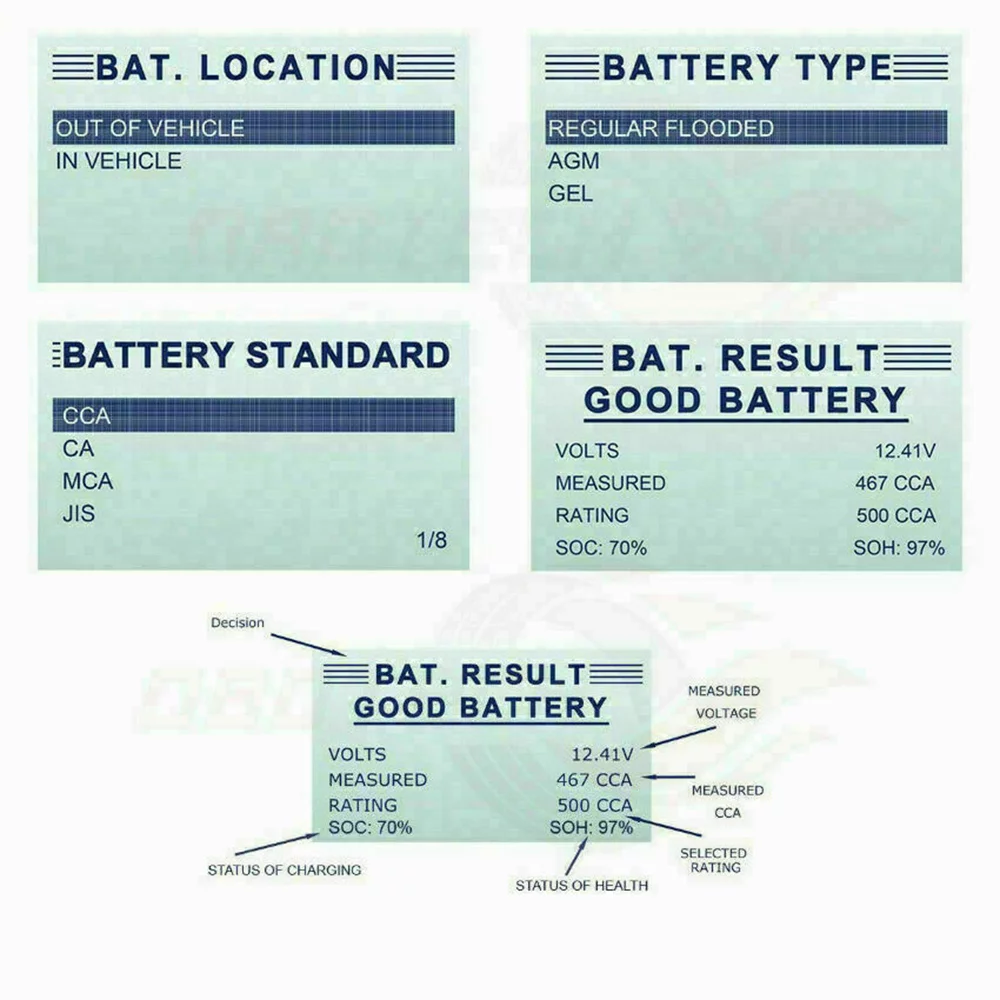 FOXWELL BT100 PRO 12V Car Battery Tester Charging Test AGM GEL Charging Analyzer 100-1100CCA Automotive Batteries Analyzer Car 6V-12V Battery Status Diagnostic Tool