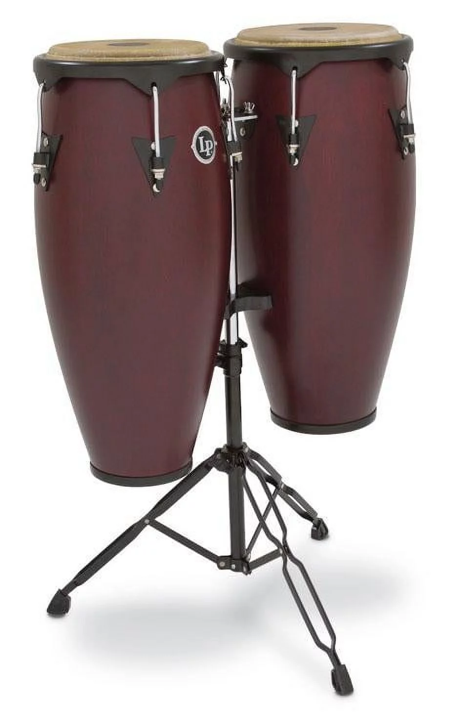 Latin Percussion City Congas with Stand, Dark Wood Finish