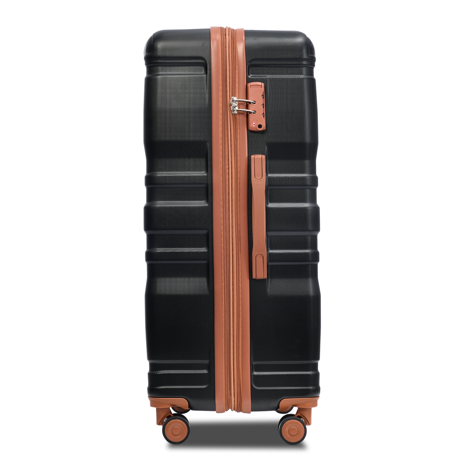 3-Piece Luggage Set - Expandable ABS Hardshell Clearance Suitcases with Spinner Wheels and TSA Lock - Lightweight and Sturdy (20''/24''/28'') - Black and Brown