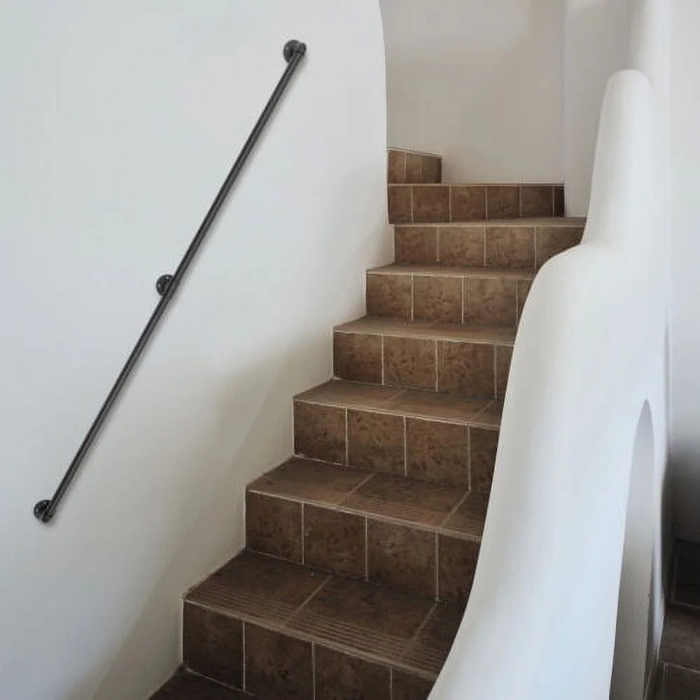 Metal Stair Handrail Staircase Handrail 2 Section Galvanized Iron Pipe 6.6 Feet