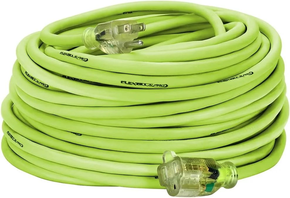 Flexzilla Pro Extension Cord, 14/3 AWG SJTW, 100 ft., Lighted Plug, Indoor/Outdoor, ZillaGreen - FZ512735