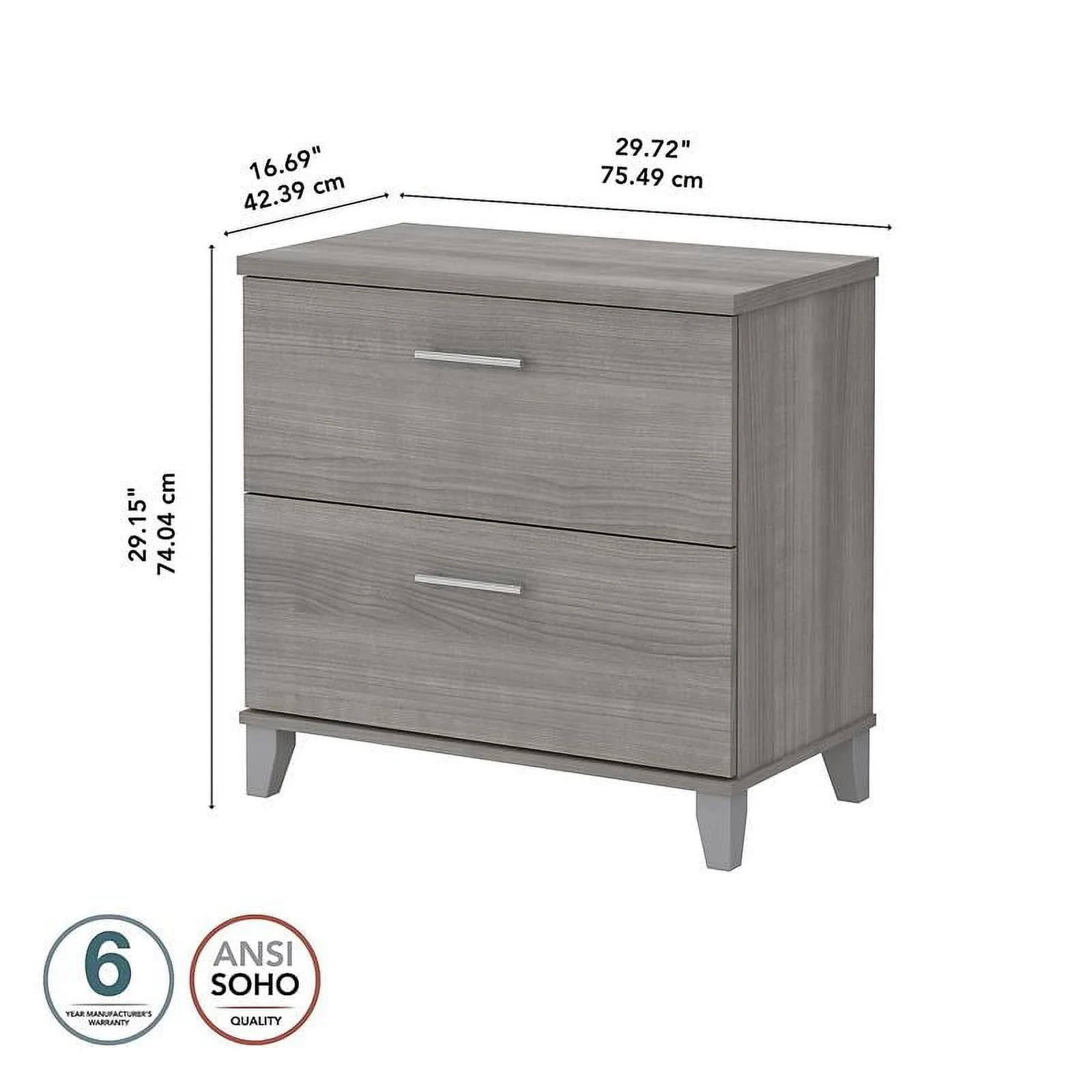Home Square 2 Piece Wood Lateral Filing Cabinet Set in Platinum Gray