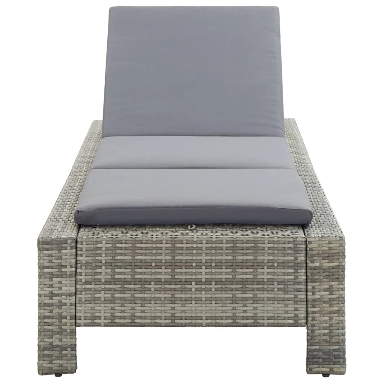 Sunbed with Cushion Gray Poly Rattan