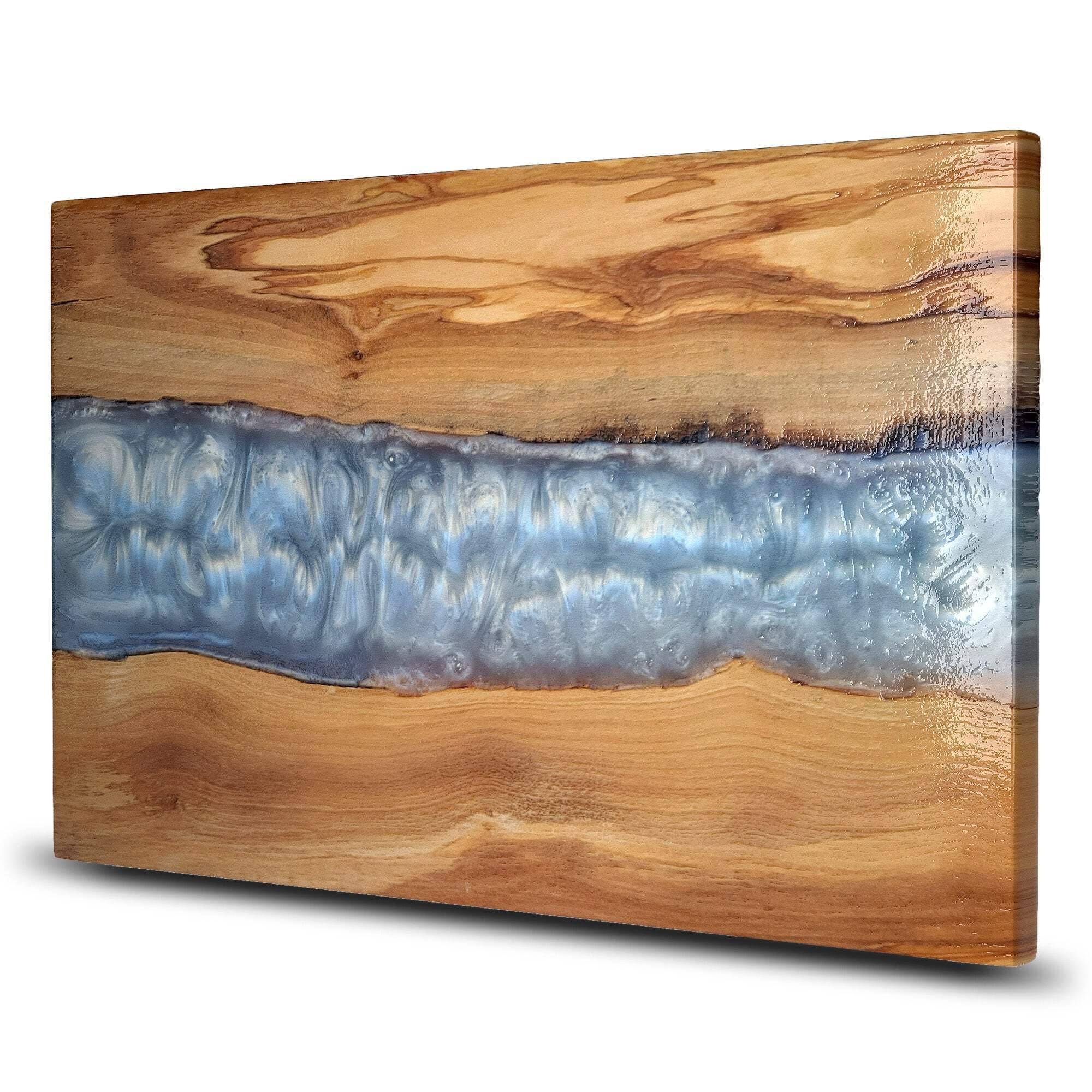 The Live Edge Olive Wood Gray Resin Large Charcuterie Board 16